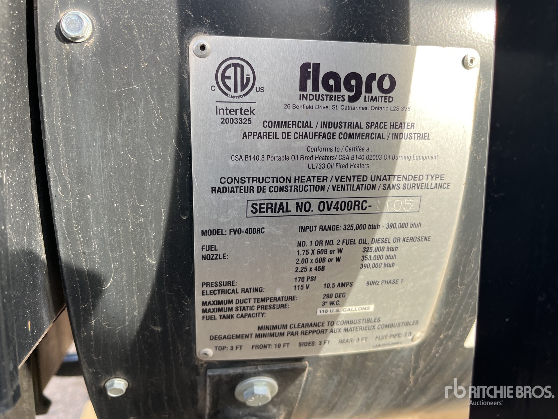 General Appearance with Serial Number / VIN