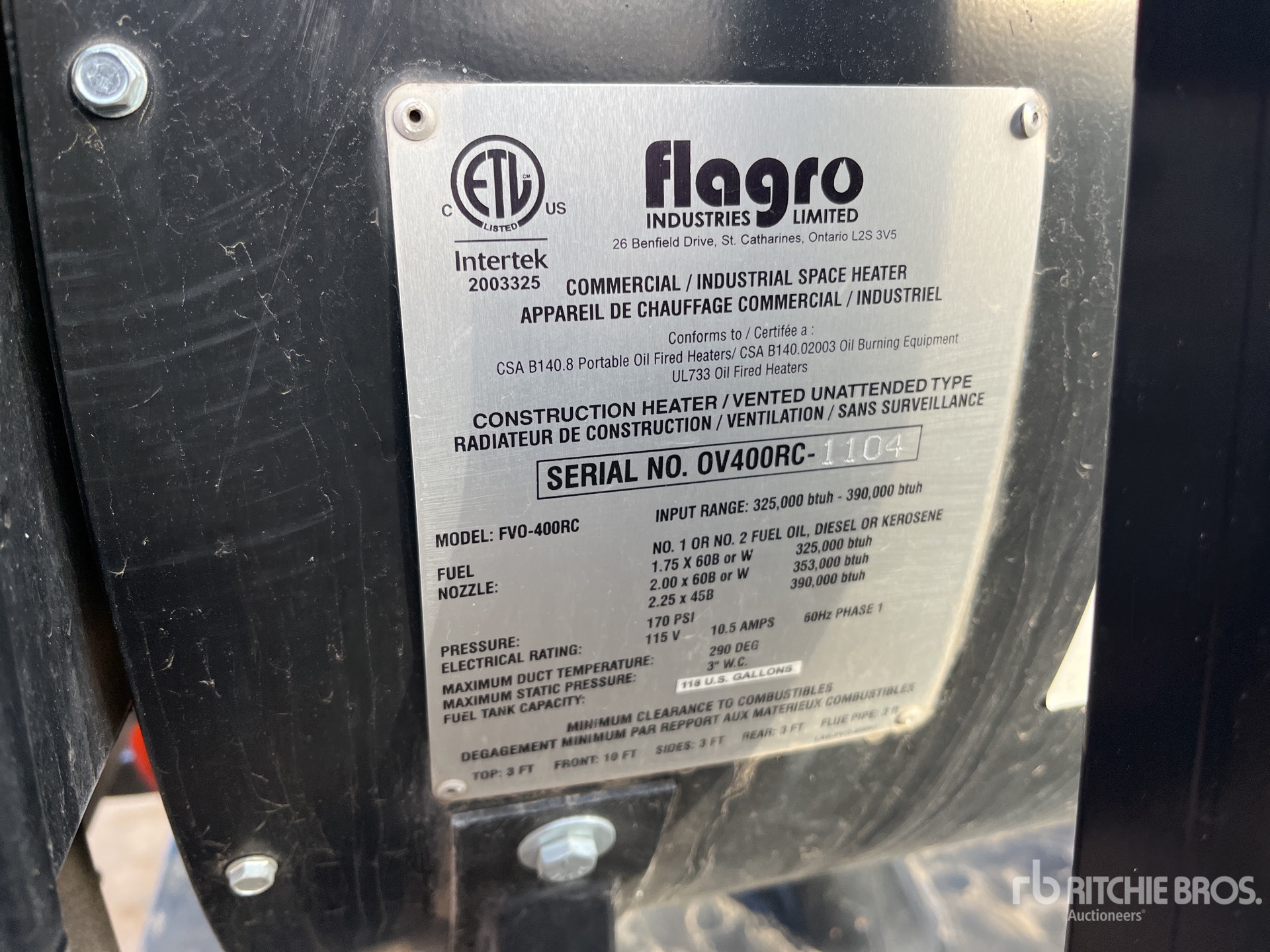 General Appearance with Serial Number / VIN