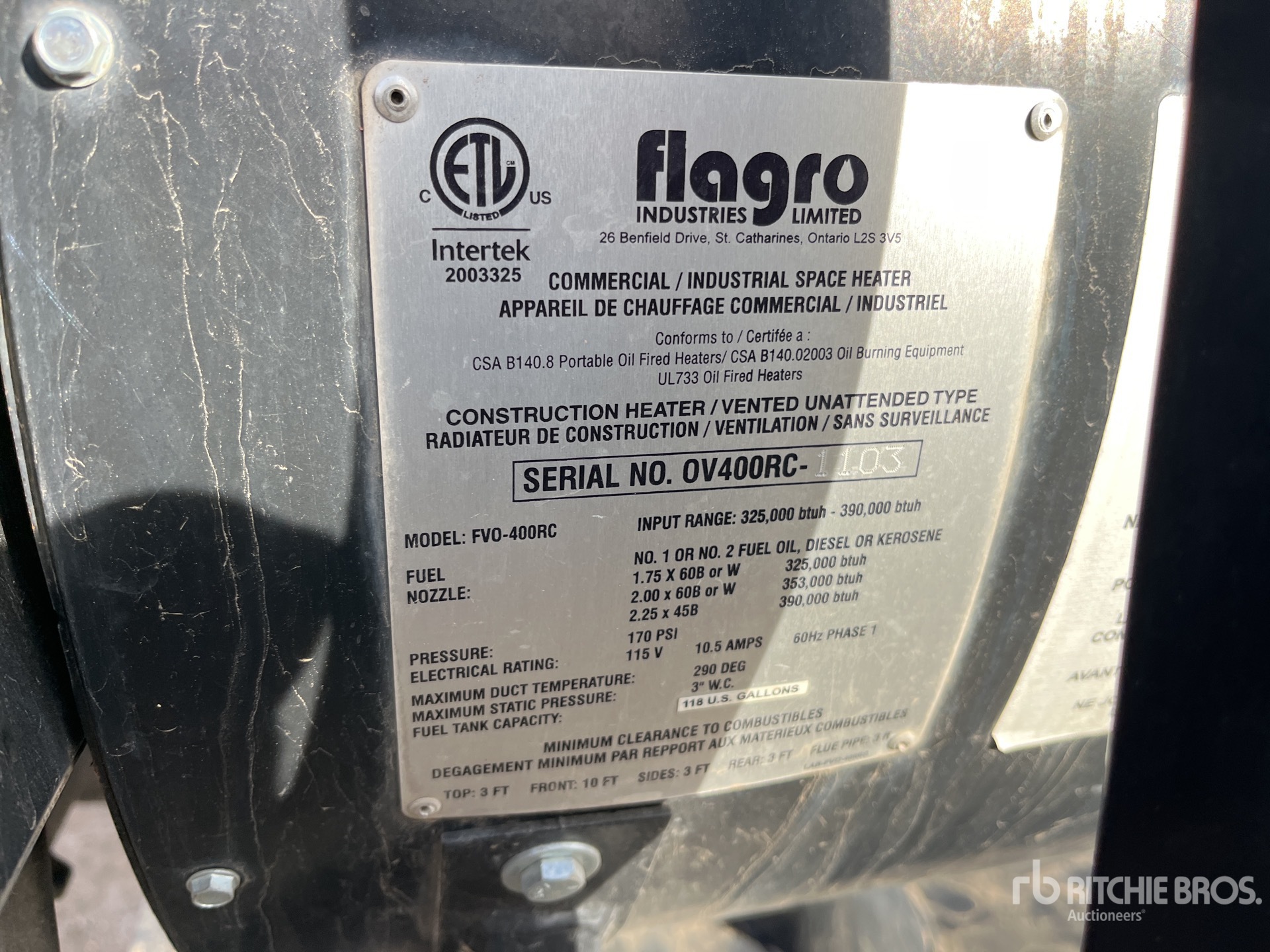 General Appearance with Serial Number / VIN