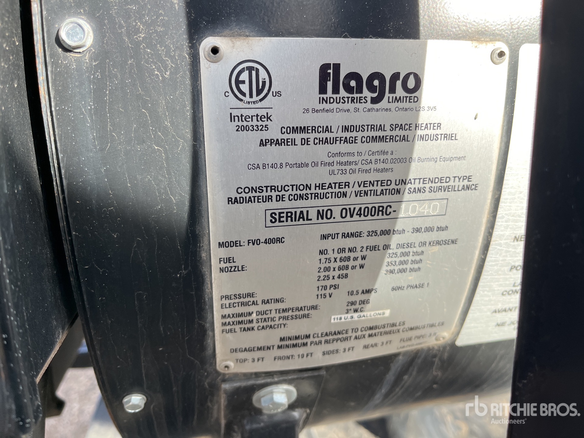 General Appearance with Serial Number / VIN