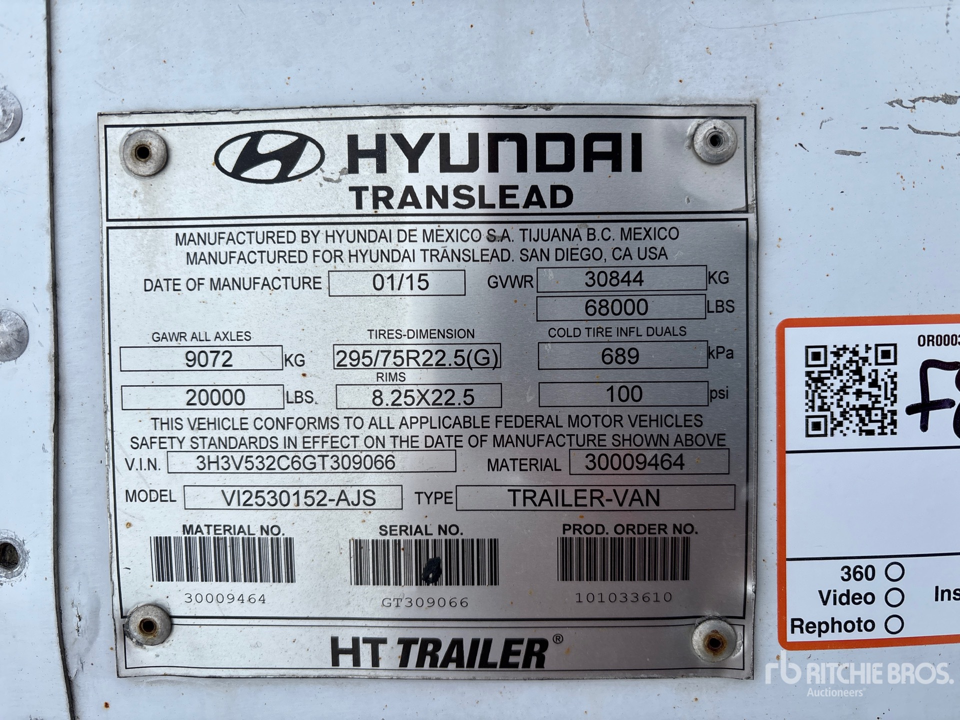 General Appearance with Serial Number / VIN