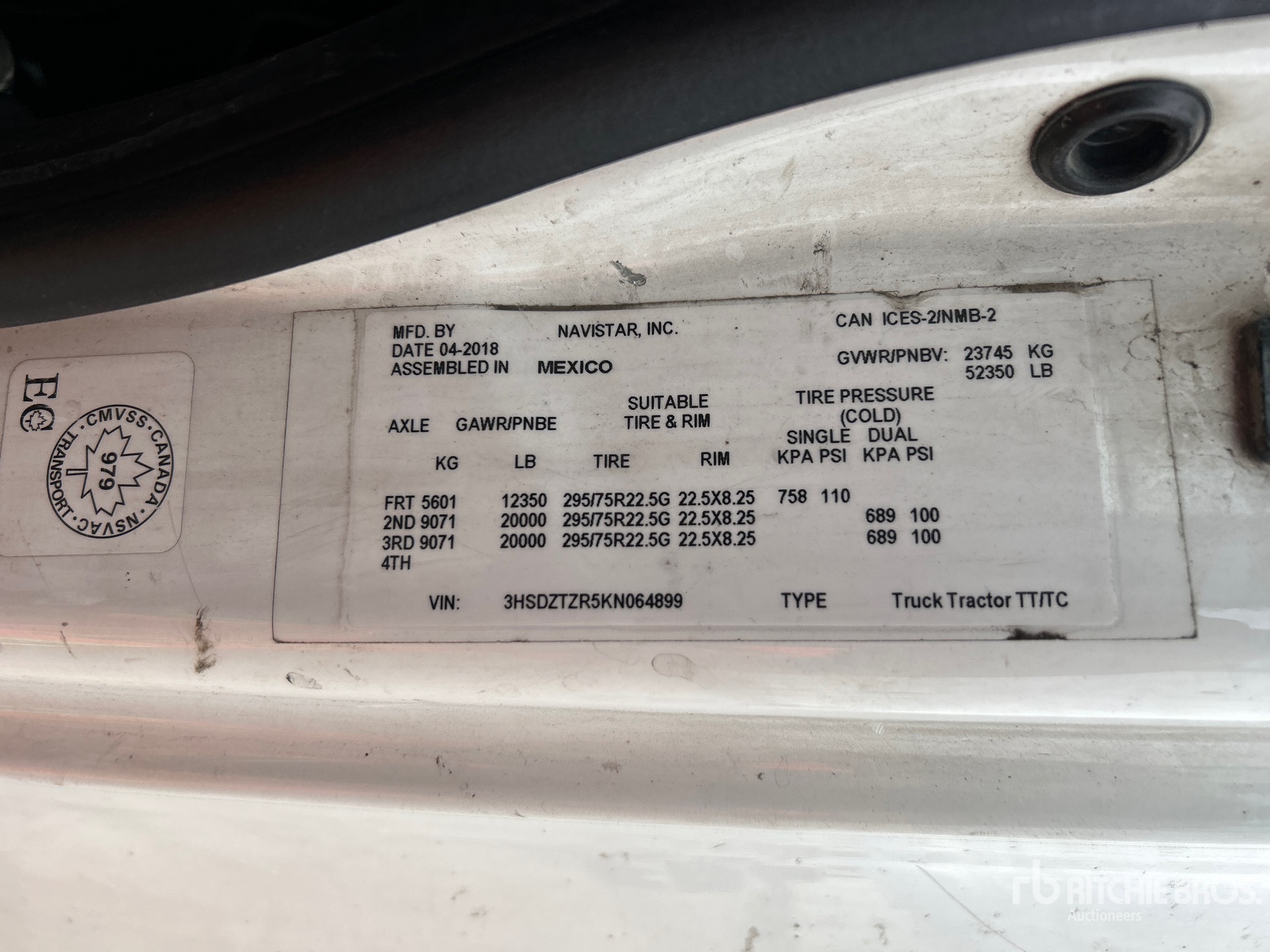 General Appearance with Serial Number / VIN