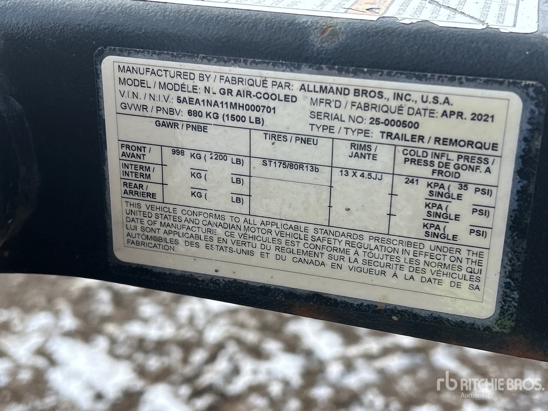 General Appearance with Serial Number / VIN