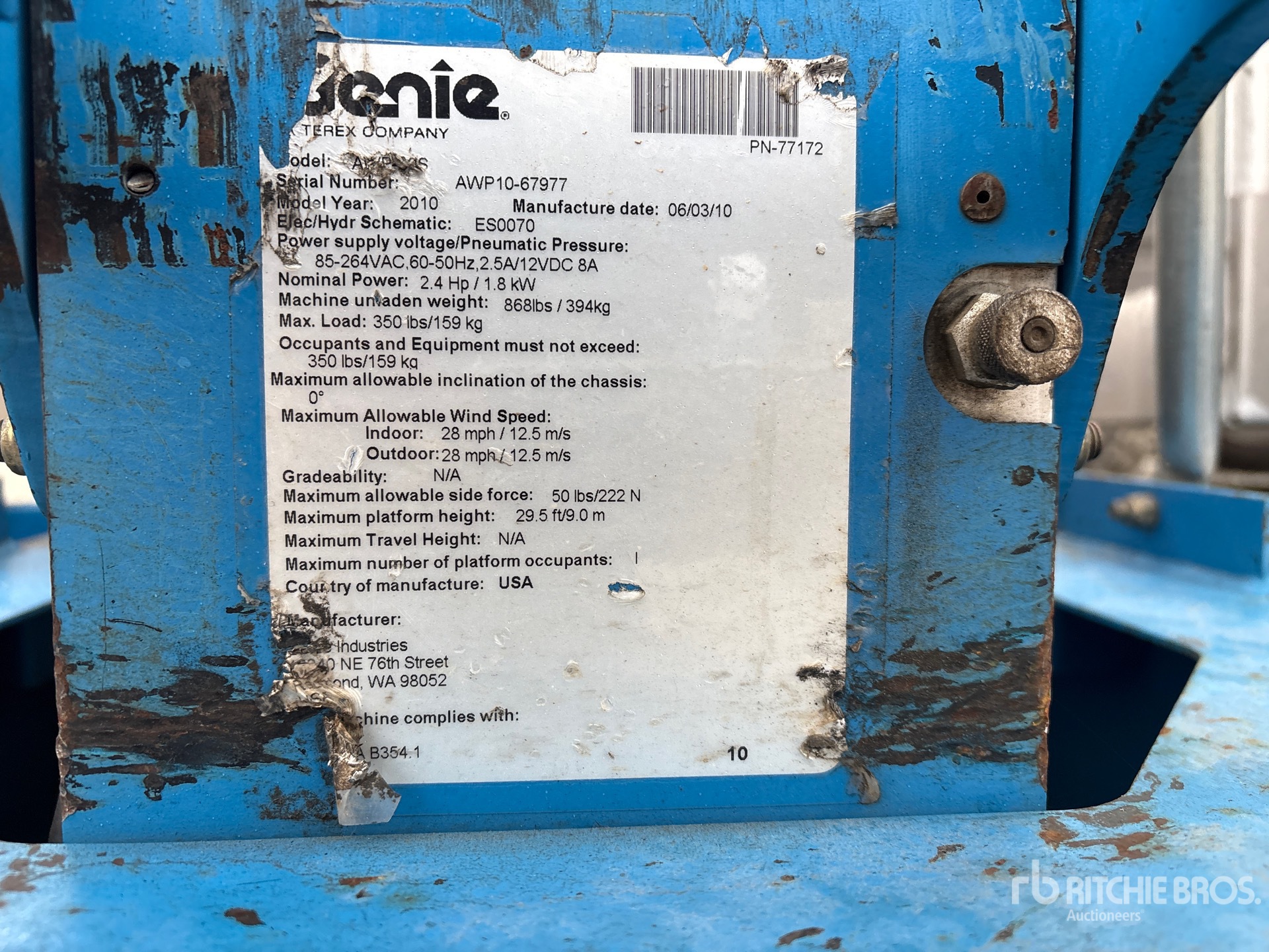 General Appearance with Serial Number / VIN