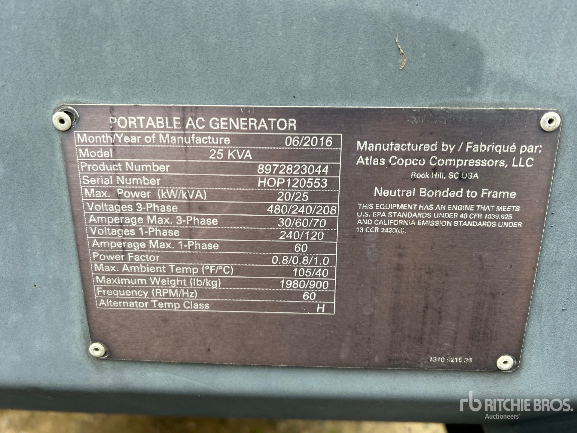 General Appearance with Serial Number / VIN