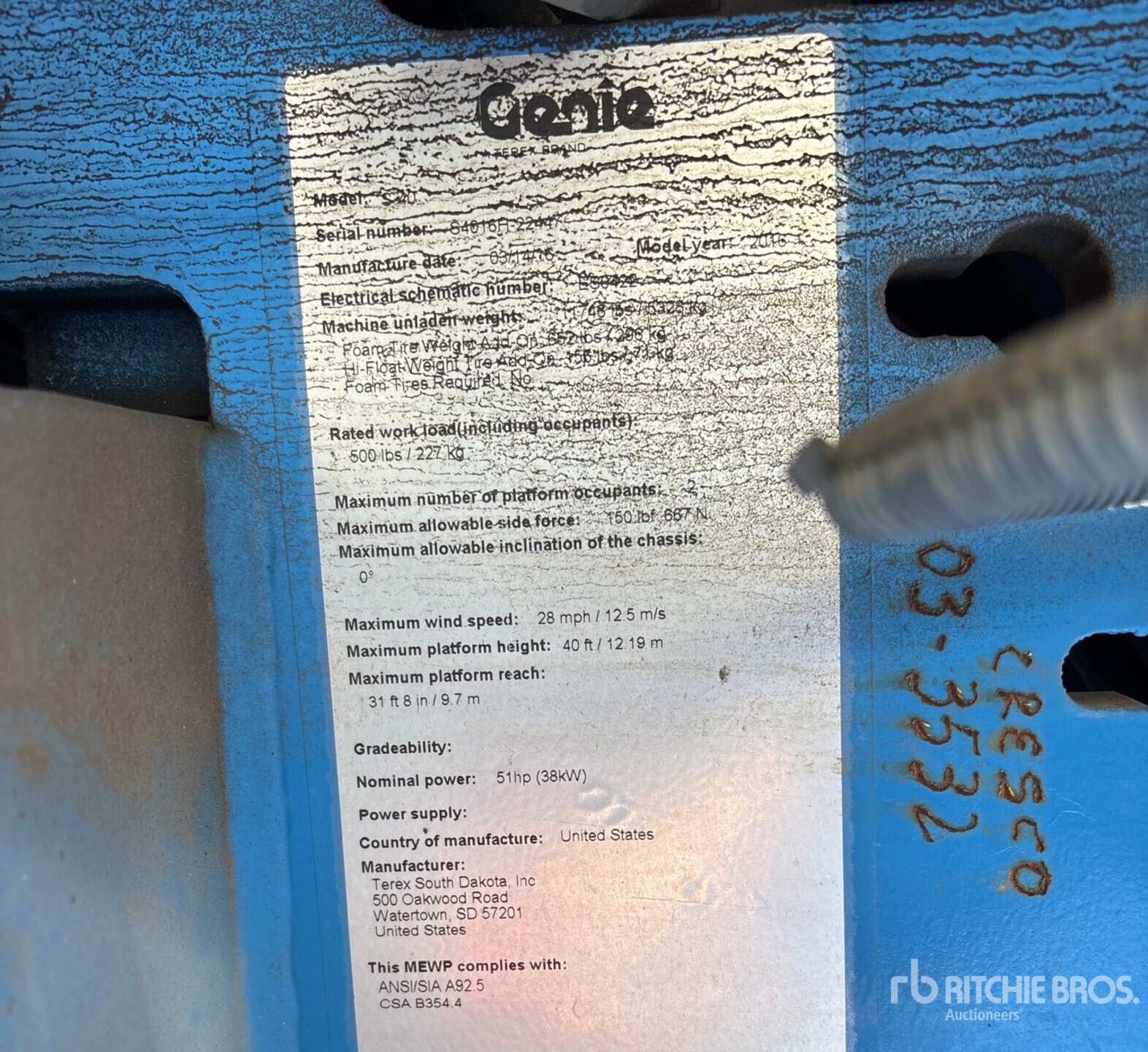 General Appearance with Serial Number / VIN