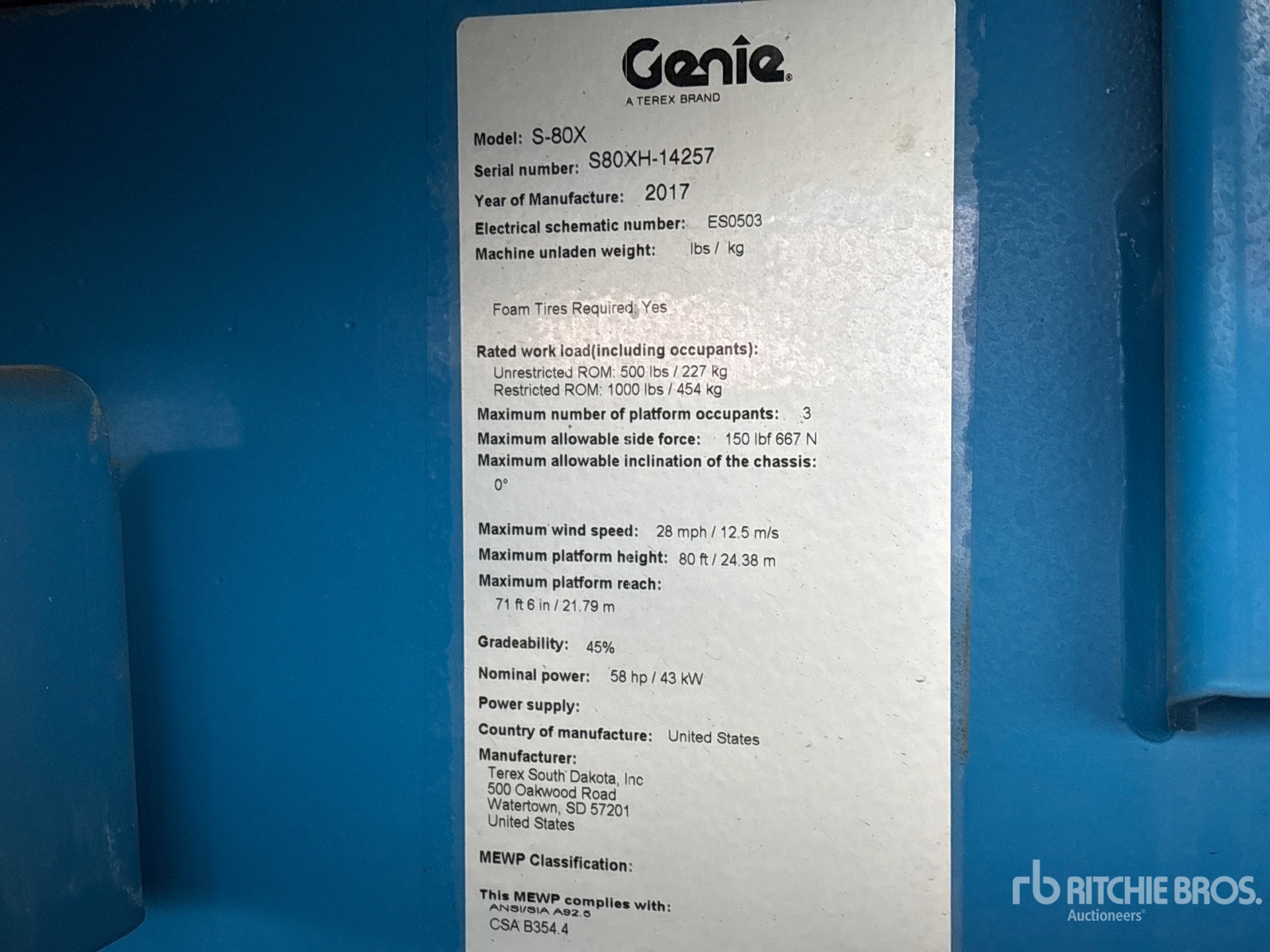 General Appearance with Serial Number / VIN