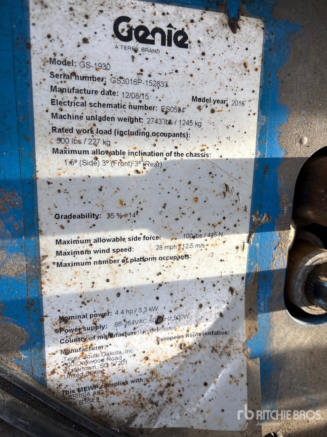 General Appearance with Serial Number / VIN