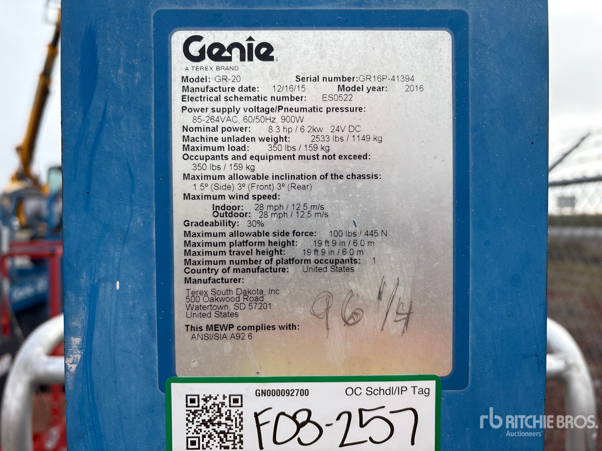 General Appearance with Serial Number / VIN