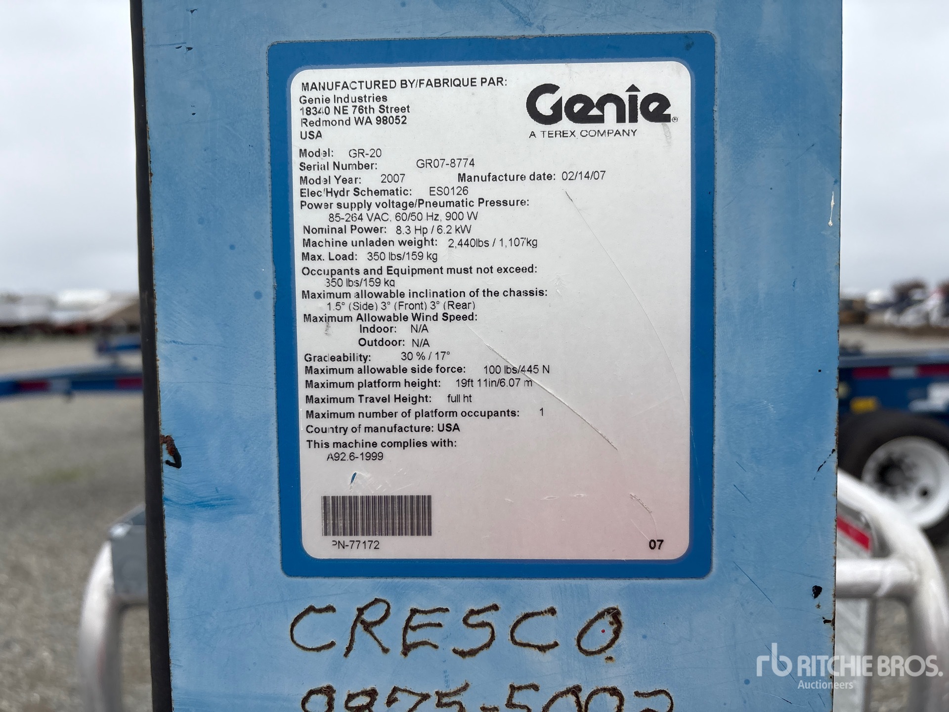 General Appearance with Serial Number / VIN