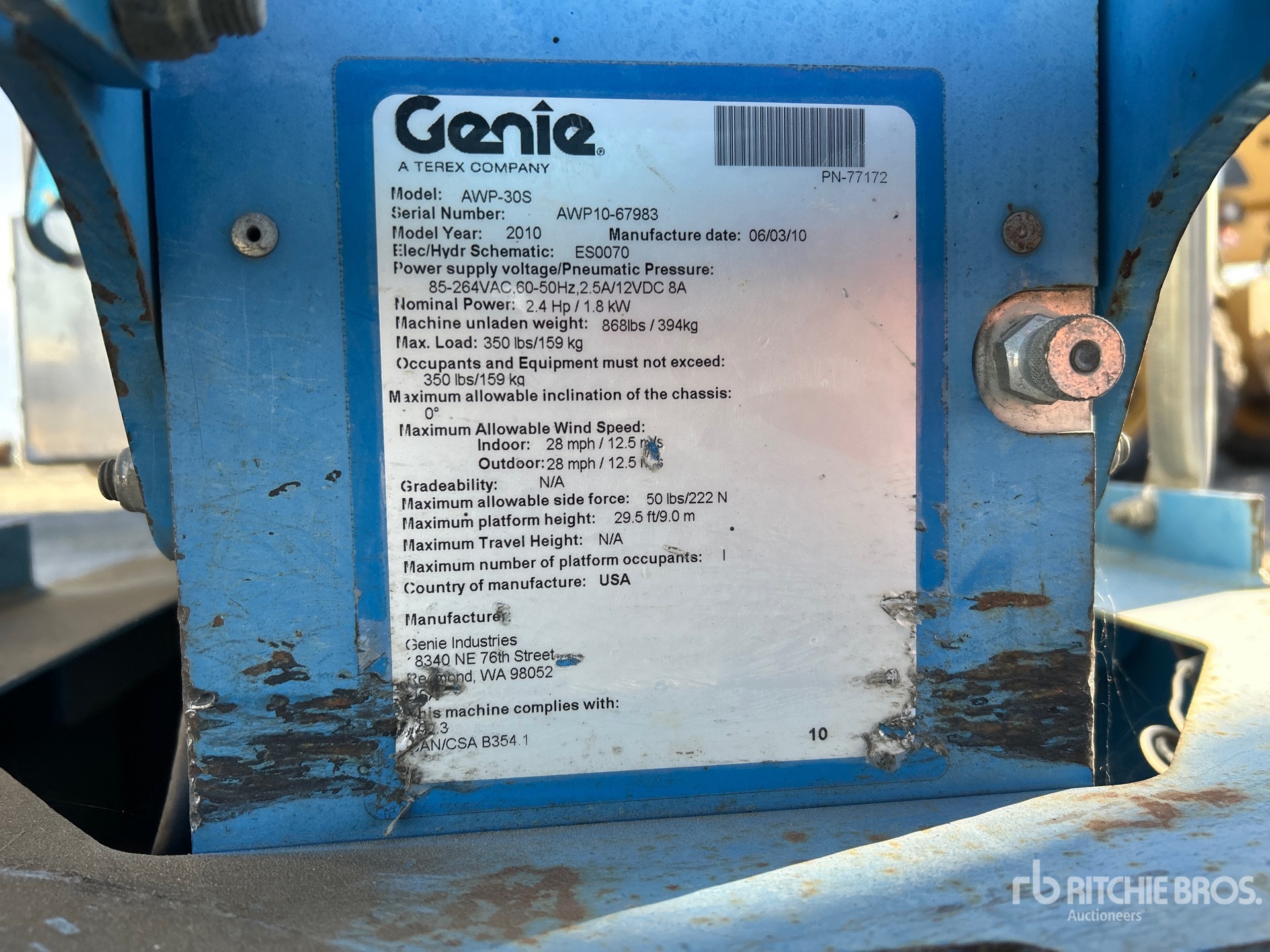 General Appearance with Serial Number / VIN