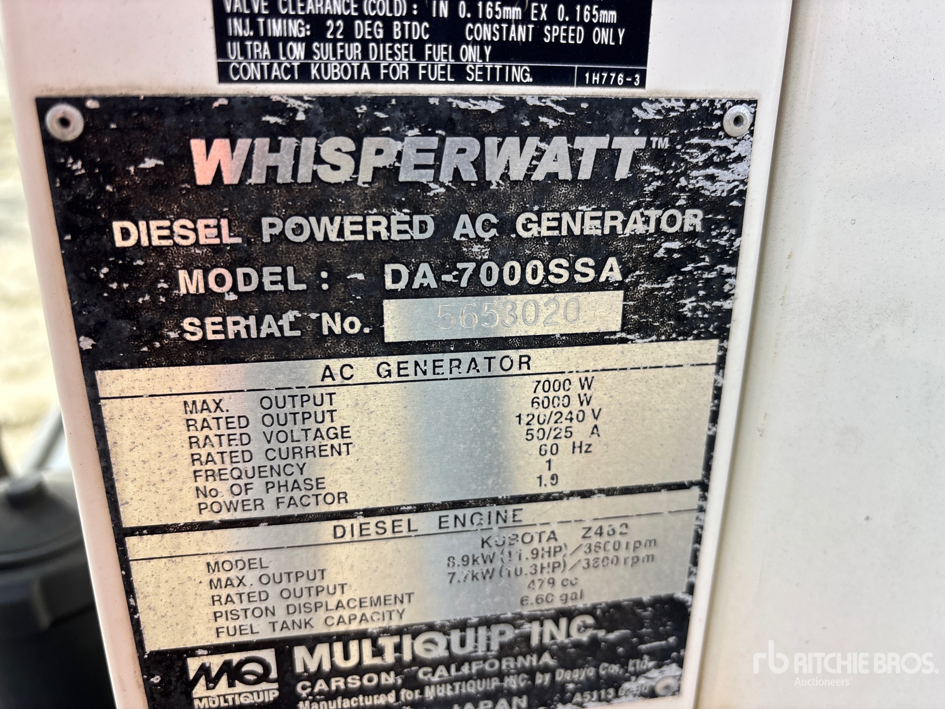 General Appearance with Serial Number / VIN