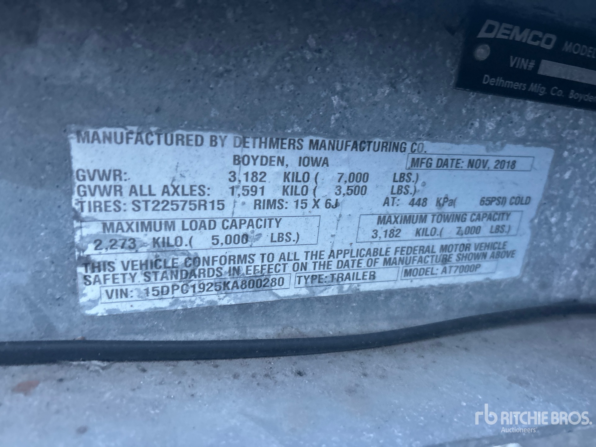 General Appearance with Serial Number / VIN