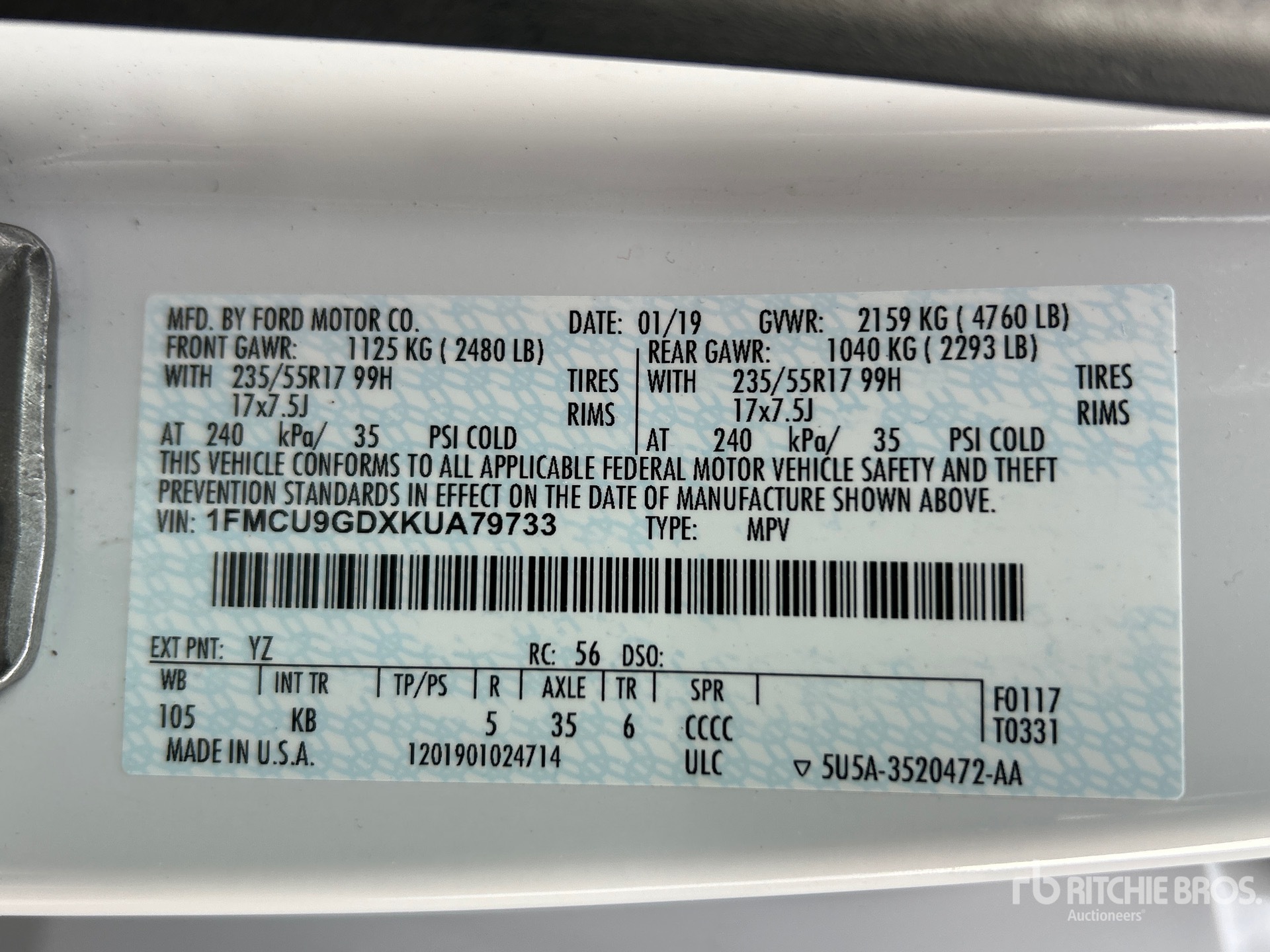 General Appearance with Serial Number / VIN