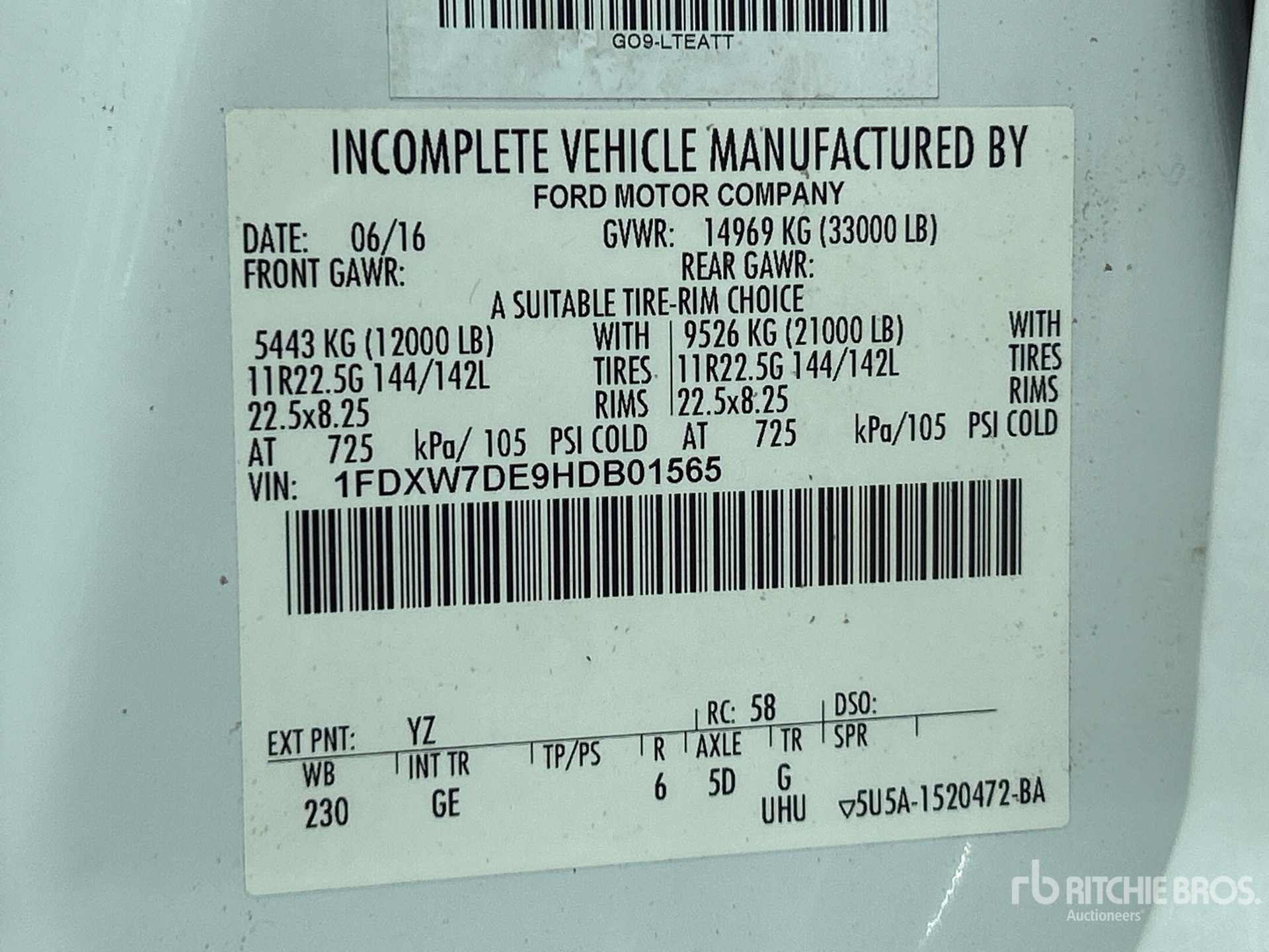 General Appearance with Serial Number / VIN