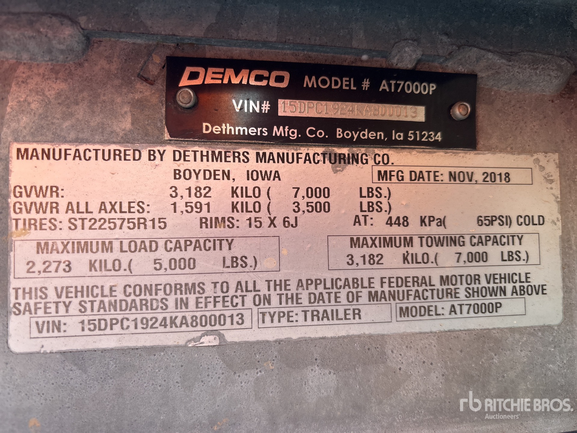 General Appearance with Serial Number / VIN