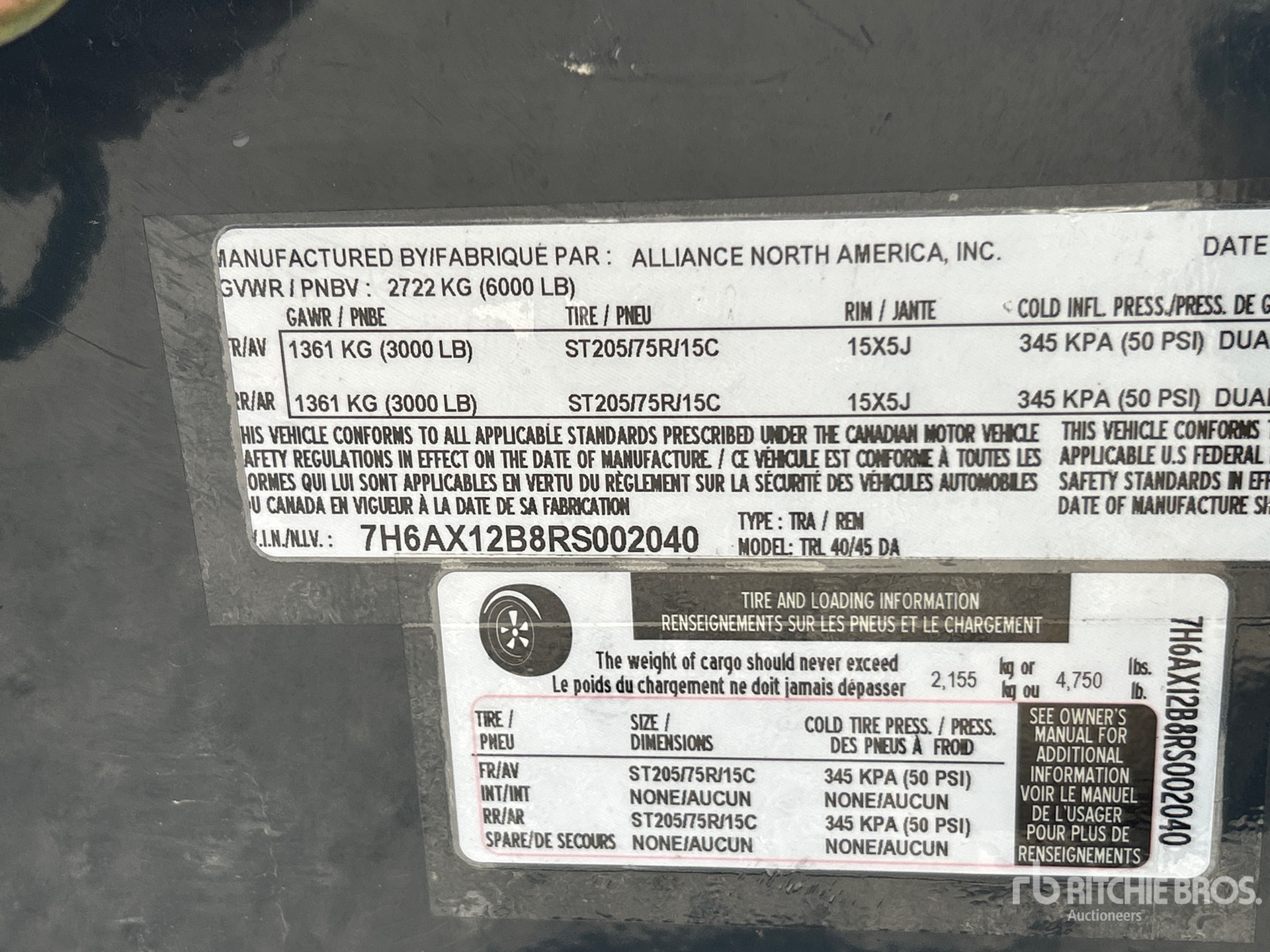 General Appearance with Serial Number / VIN