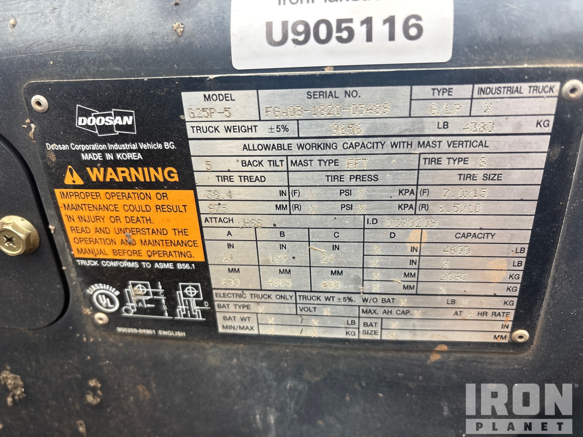 General Appearance with N.º de serie/VIN