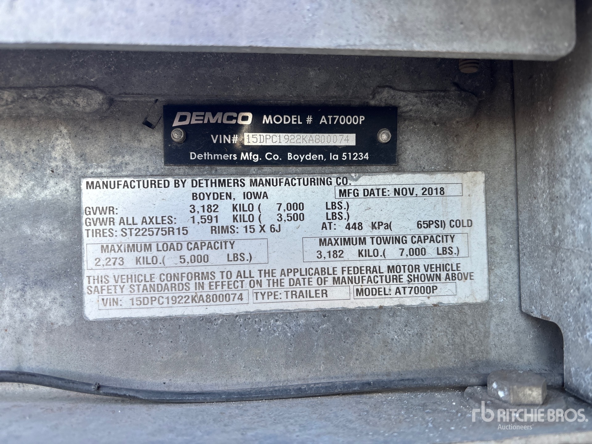 General Appearance with Serial Number / VIN