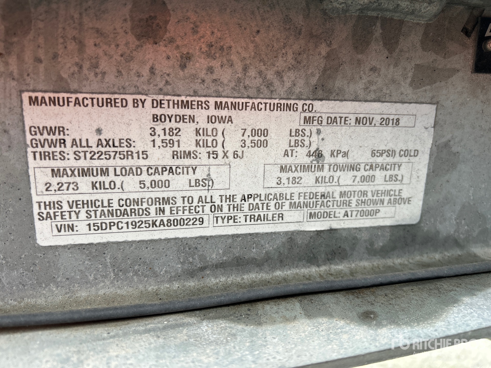 General Appearance with Serial Number / VIN