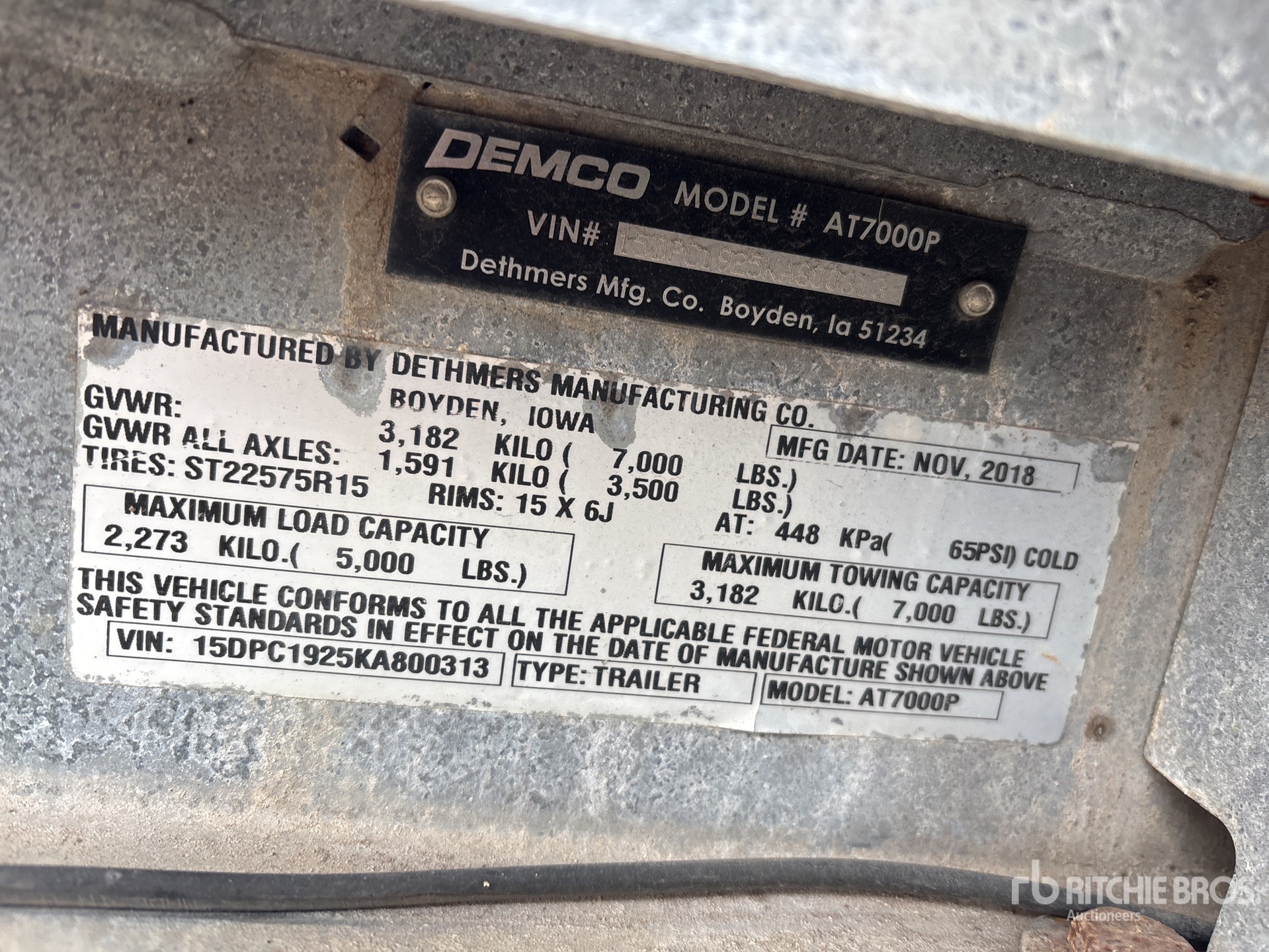 General Appearance with N.º de serie/VIN