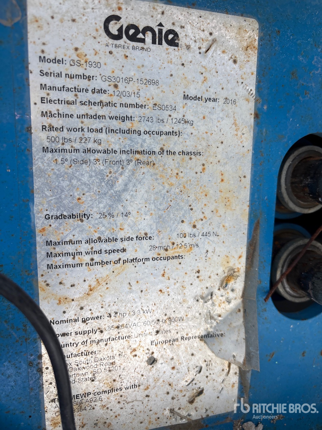 General Appearance with Serial Number / VIN