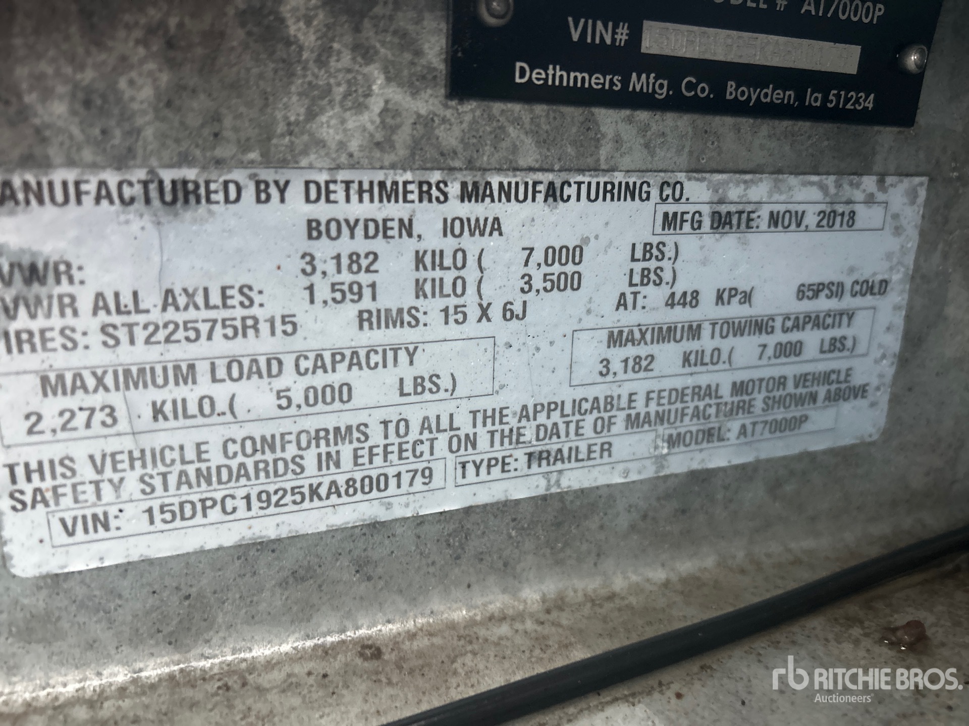 General Appearance with Serial Number / VIN