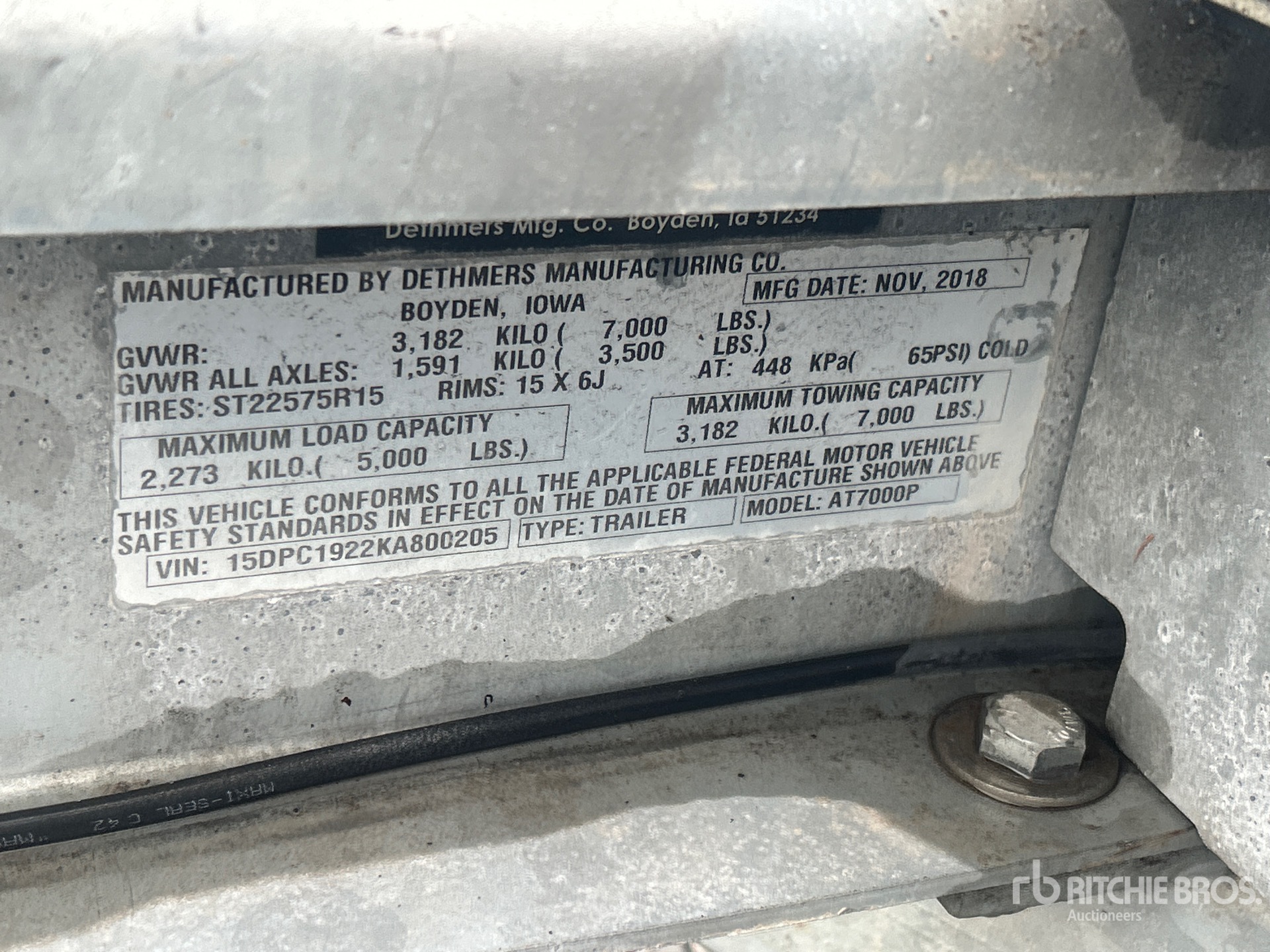 General Appearance with Serial Number / VIN