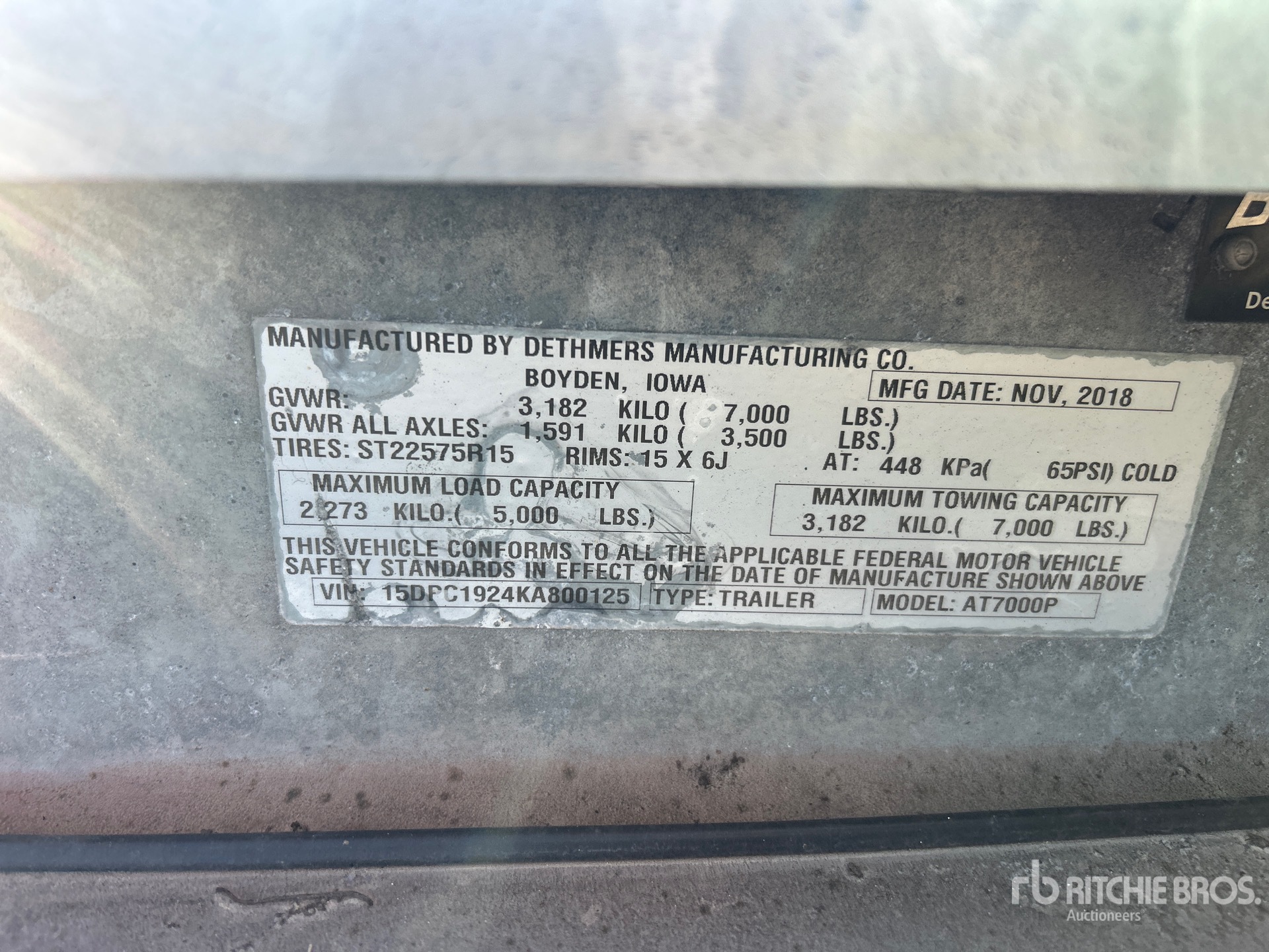 General Appearance with Serial Number / VIN