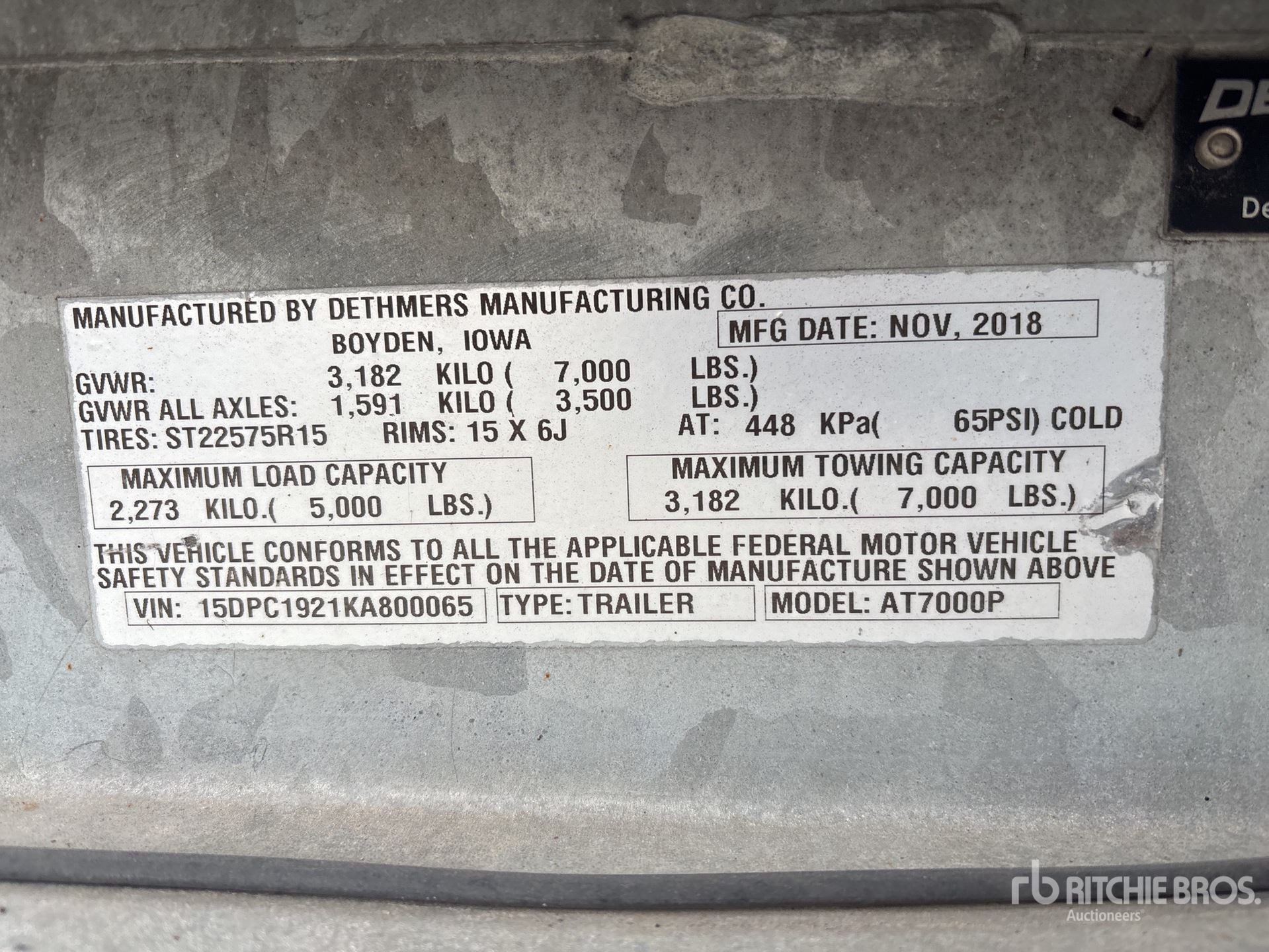 General Appearance with N.º de serie/VIN