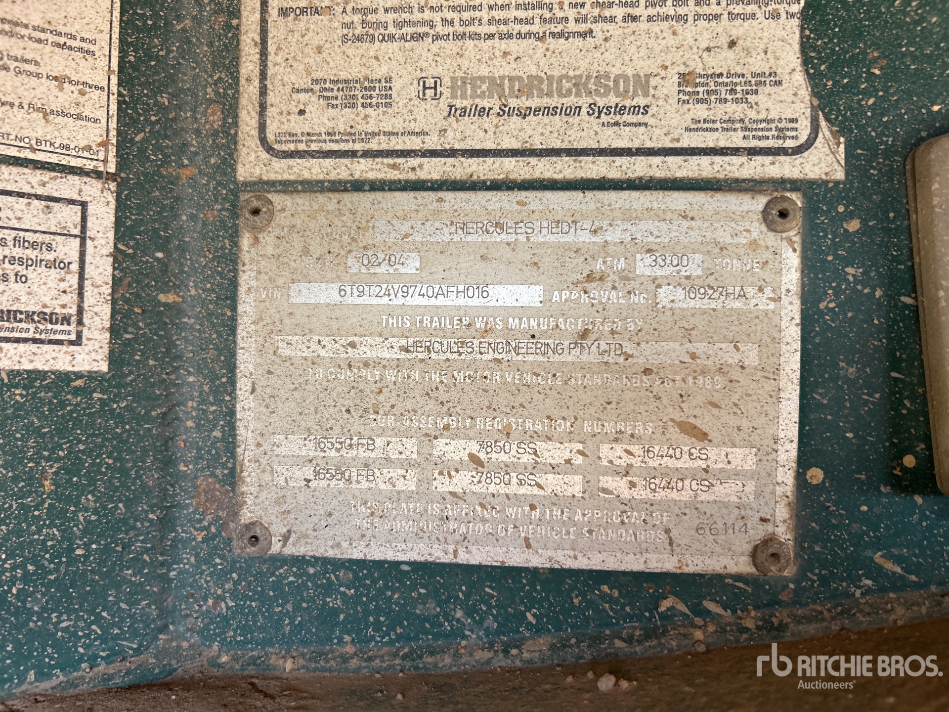 General Appearance with Serial Number / VIN