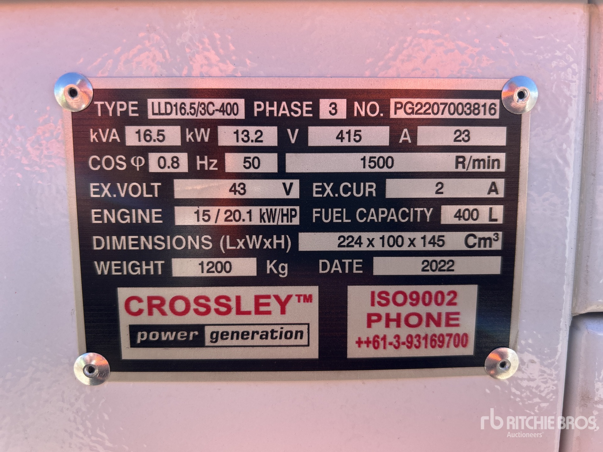 General Appearance with Serial Number / VIN