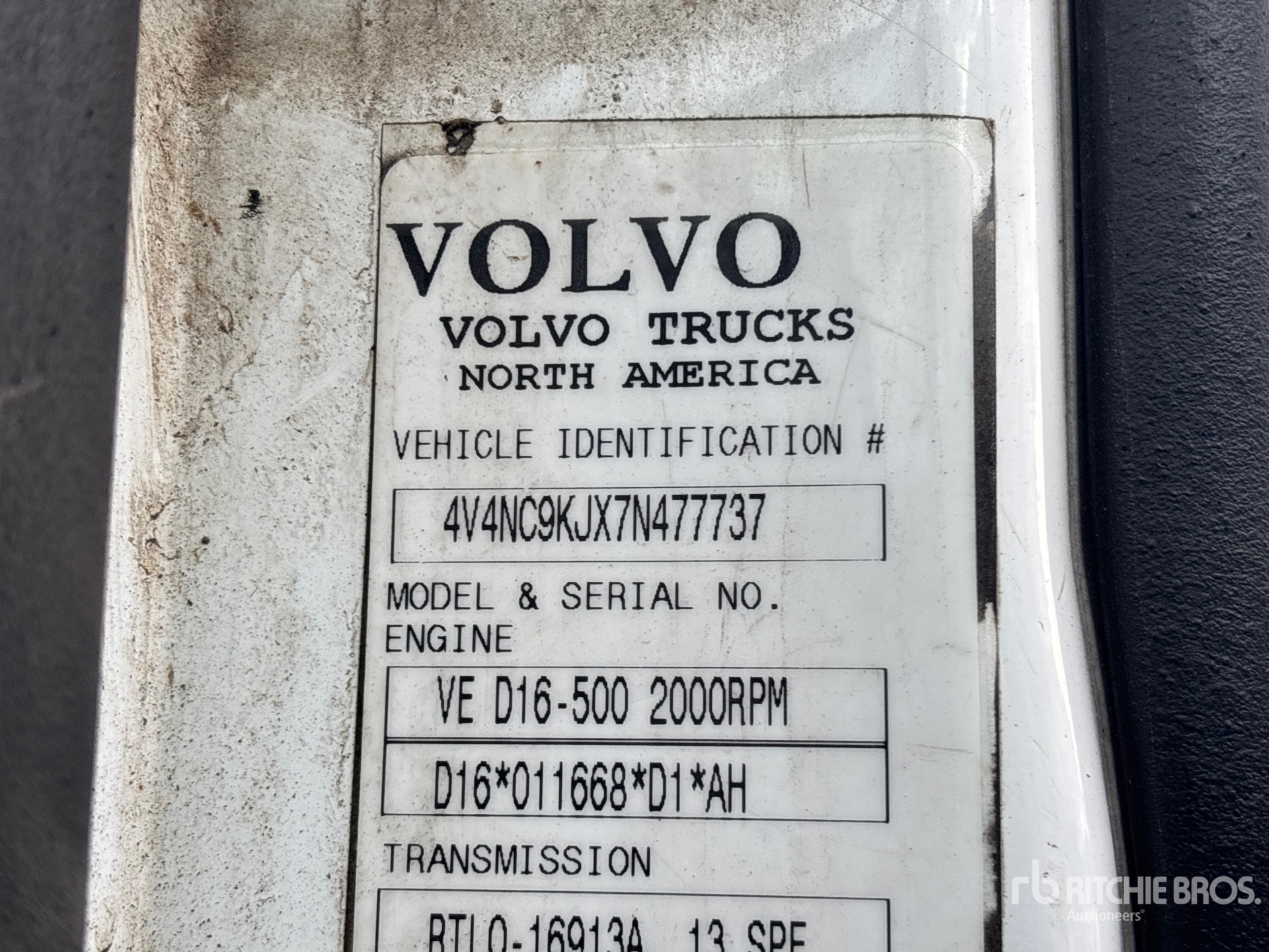 General Appearance with Serial Number / VIN