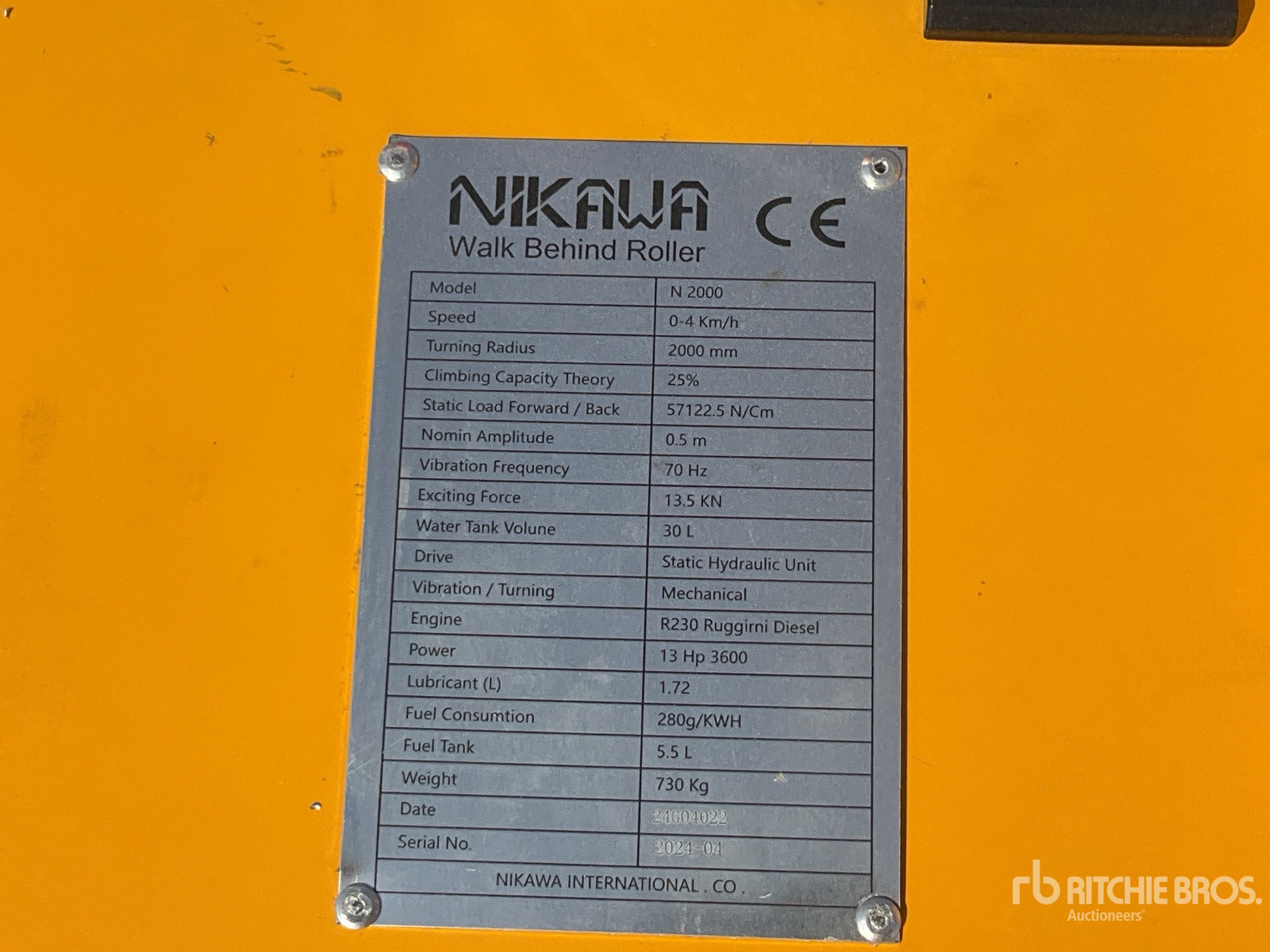 General Appearance with Serial Number / VIN