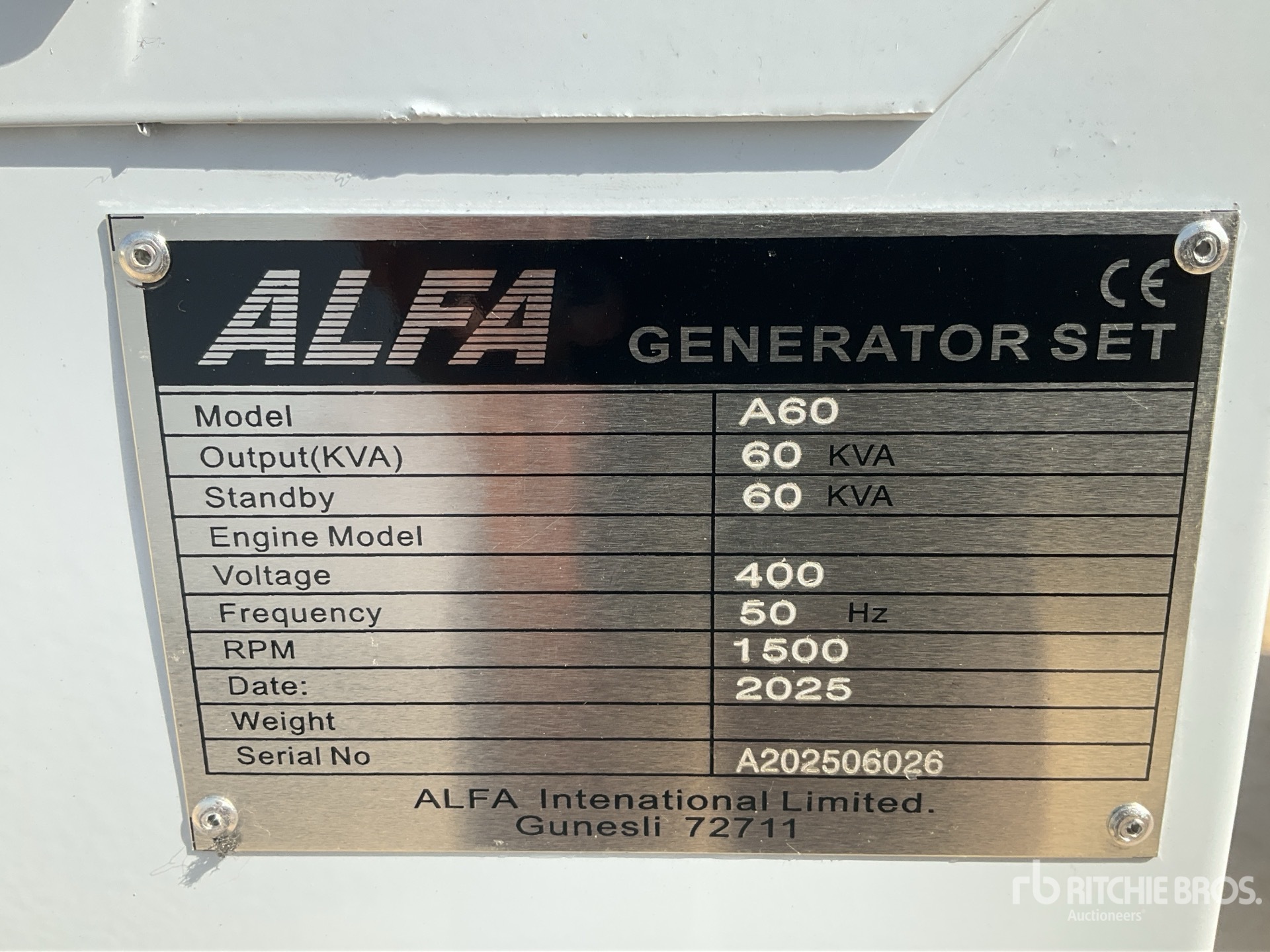 General Appearance with Serial Number / VIN