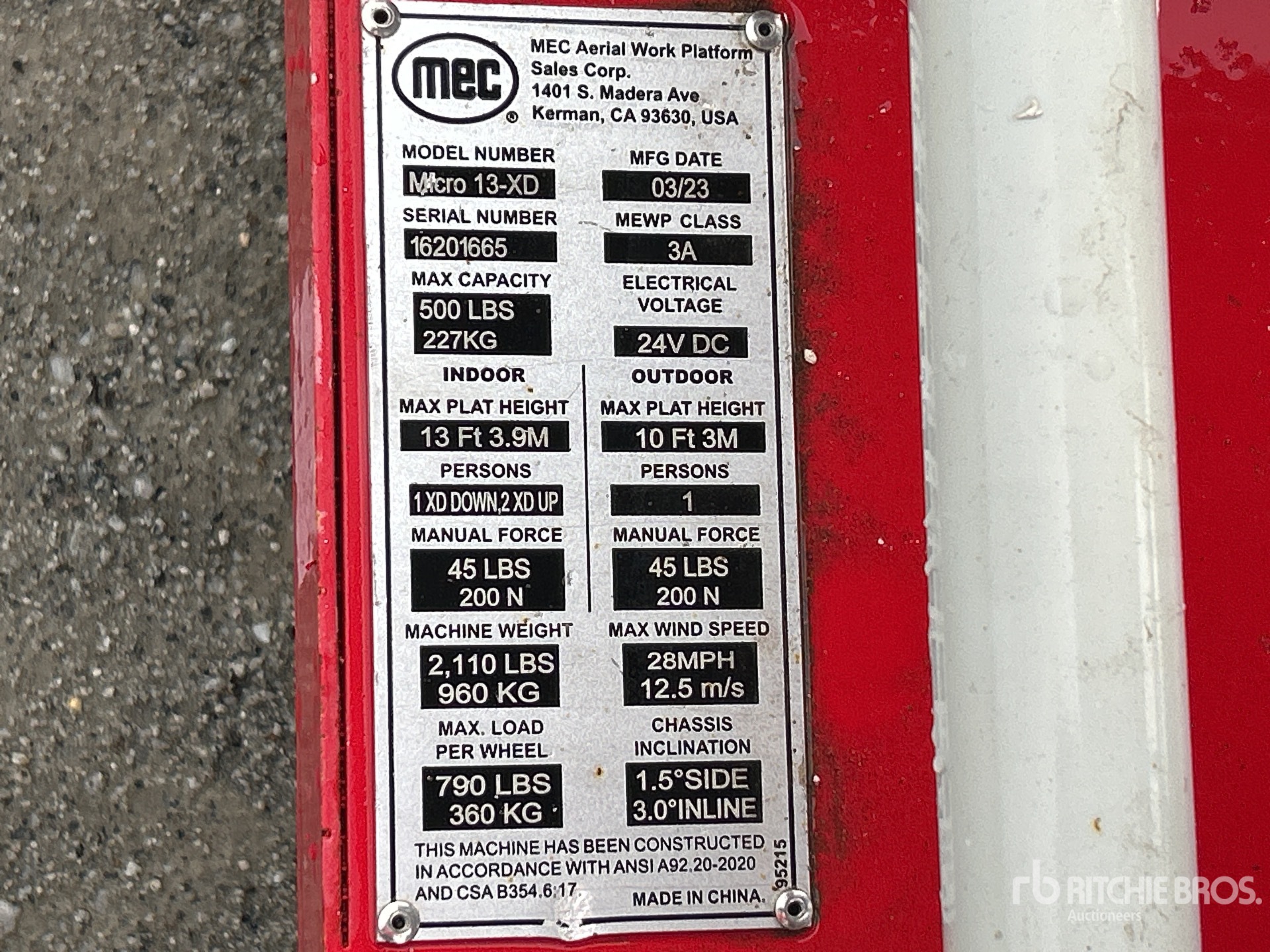 General Appearance with N.º de serie/VIN