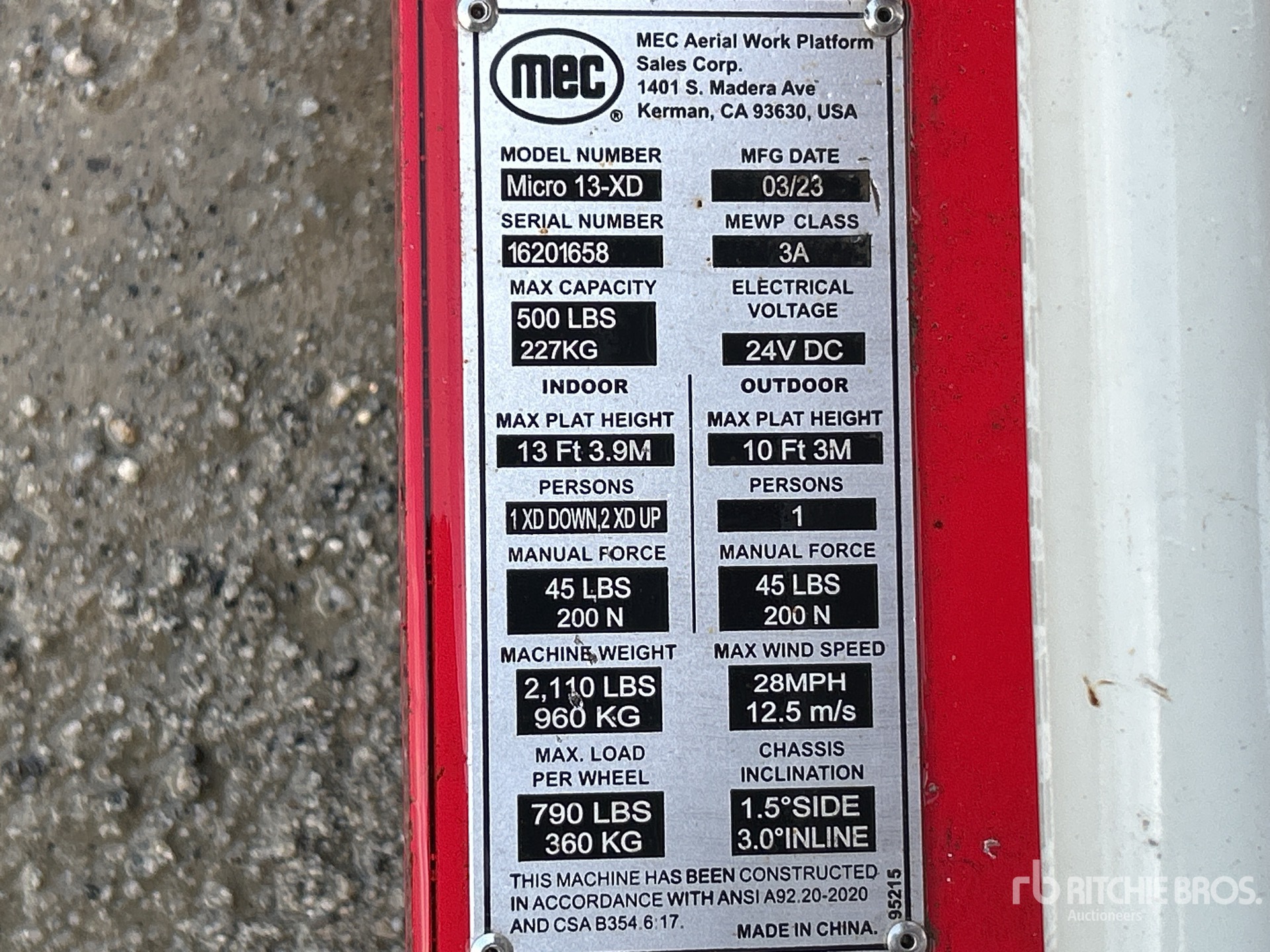 General Appearance with Serial Number / VIN