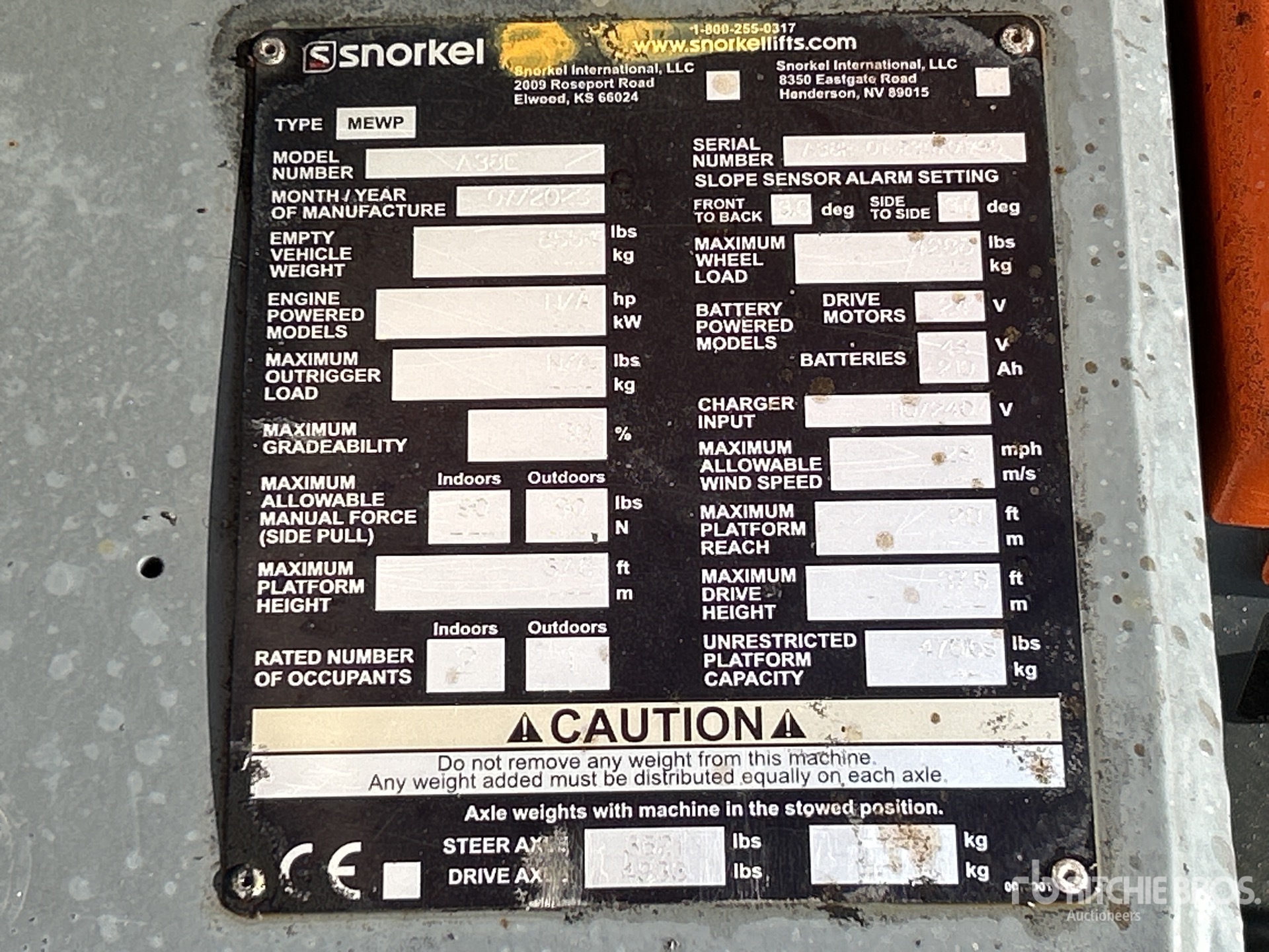 General Appearance with Serial Number / VIN