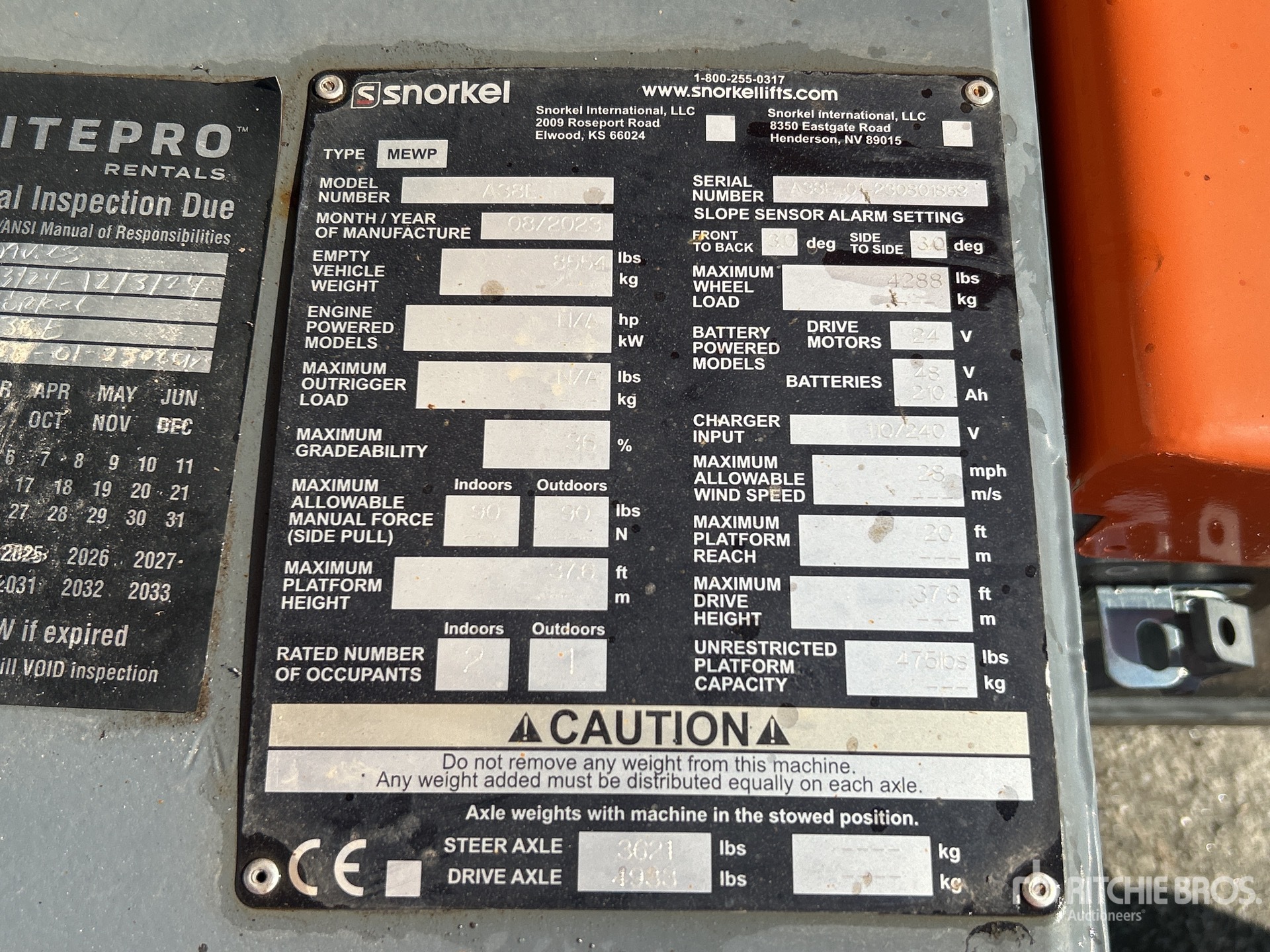 General Appearance with N.º de serie/VIN