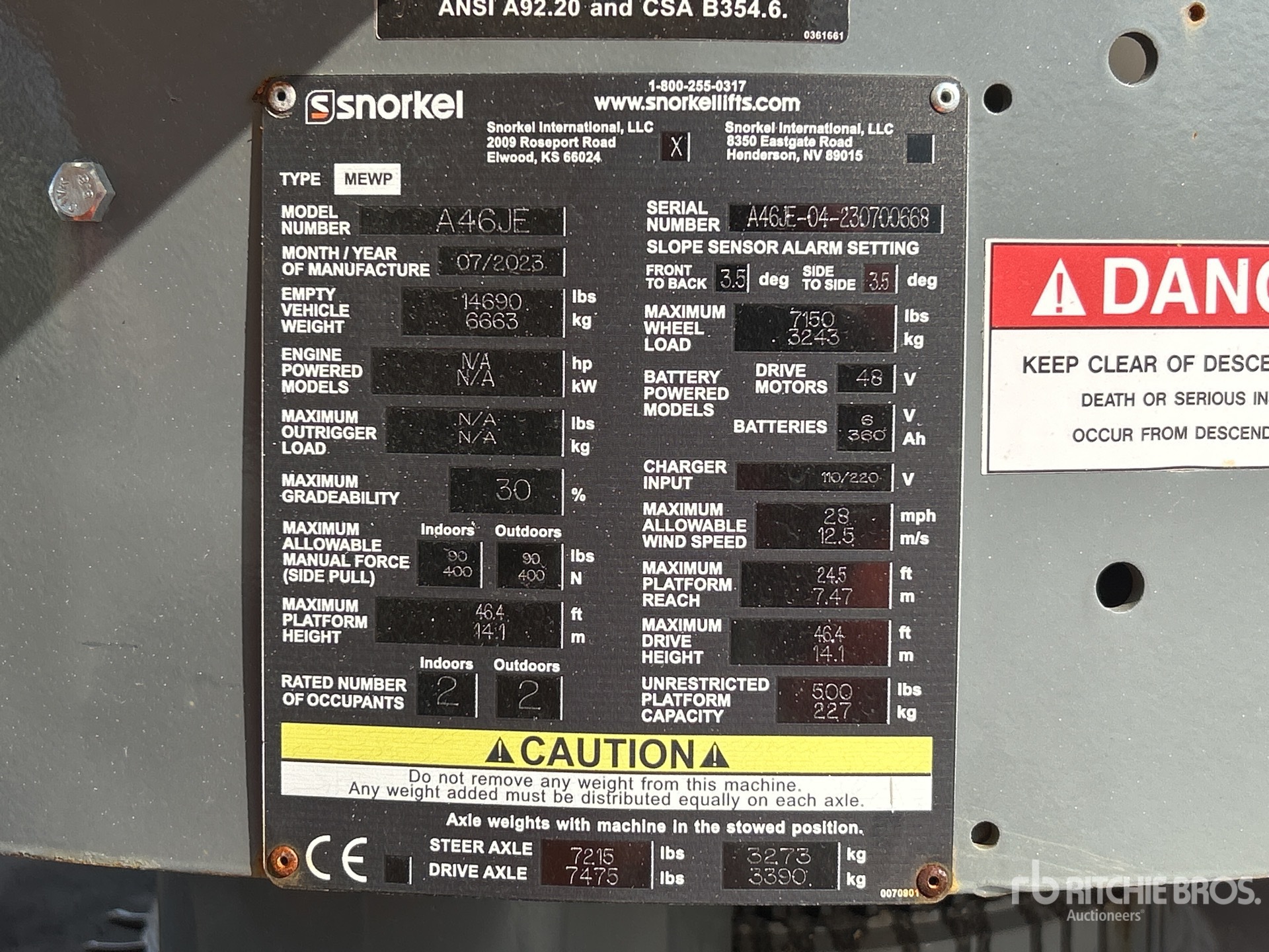 General Appearance with N.º de serie/VIN