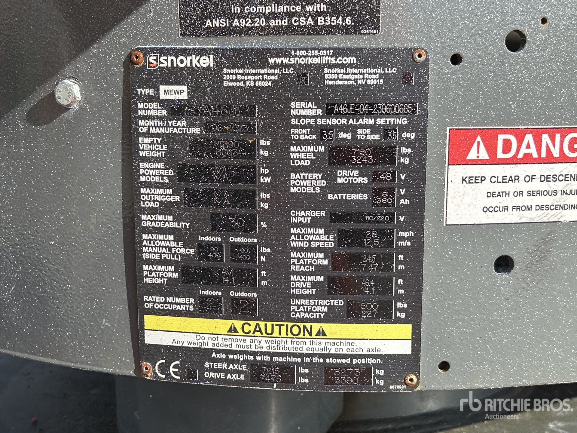 General Appearance with N.º de serie/VIN