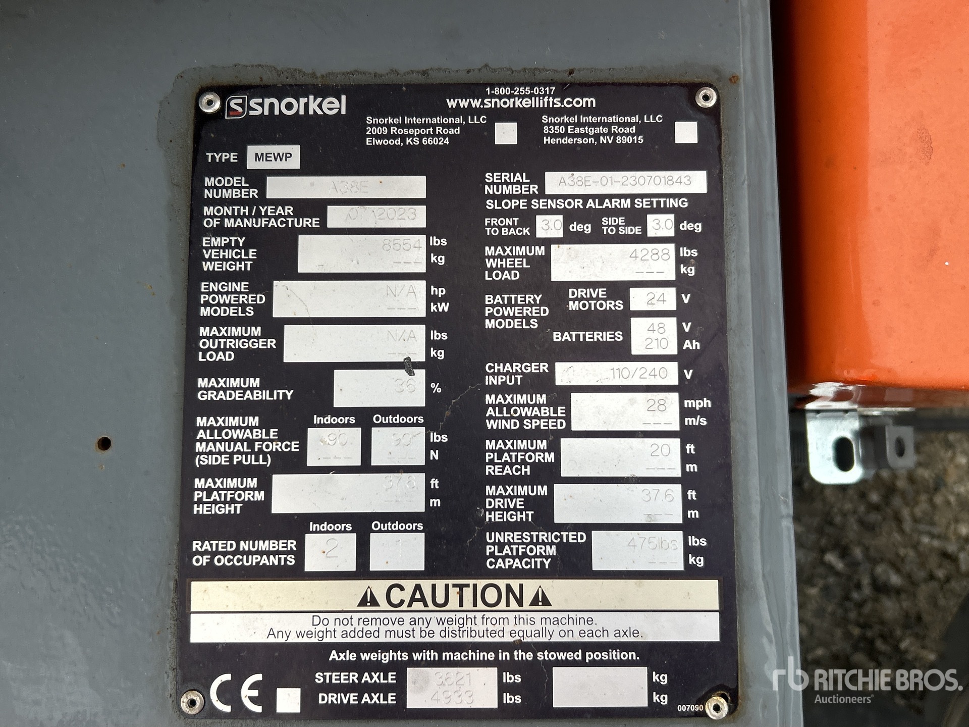 General Appearance with Serial Number / VIN