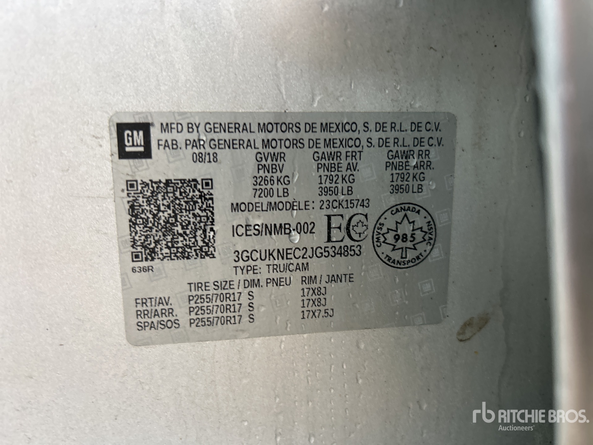 General Appearance with Serial Number / VIN