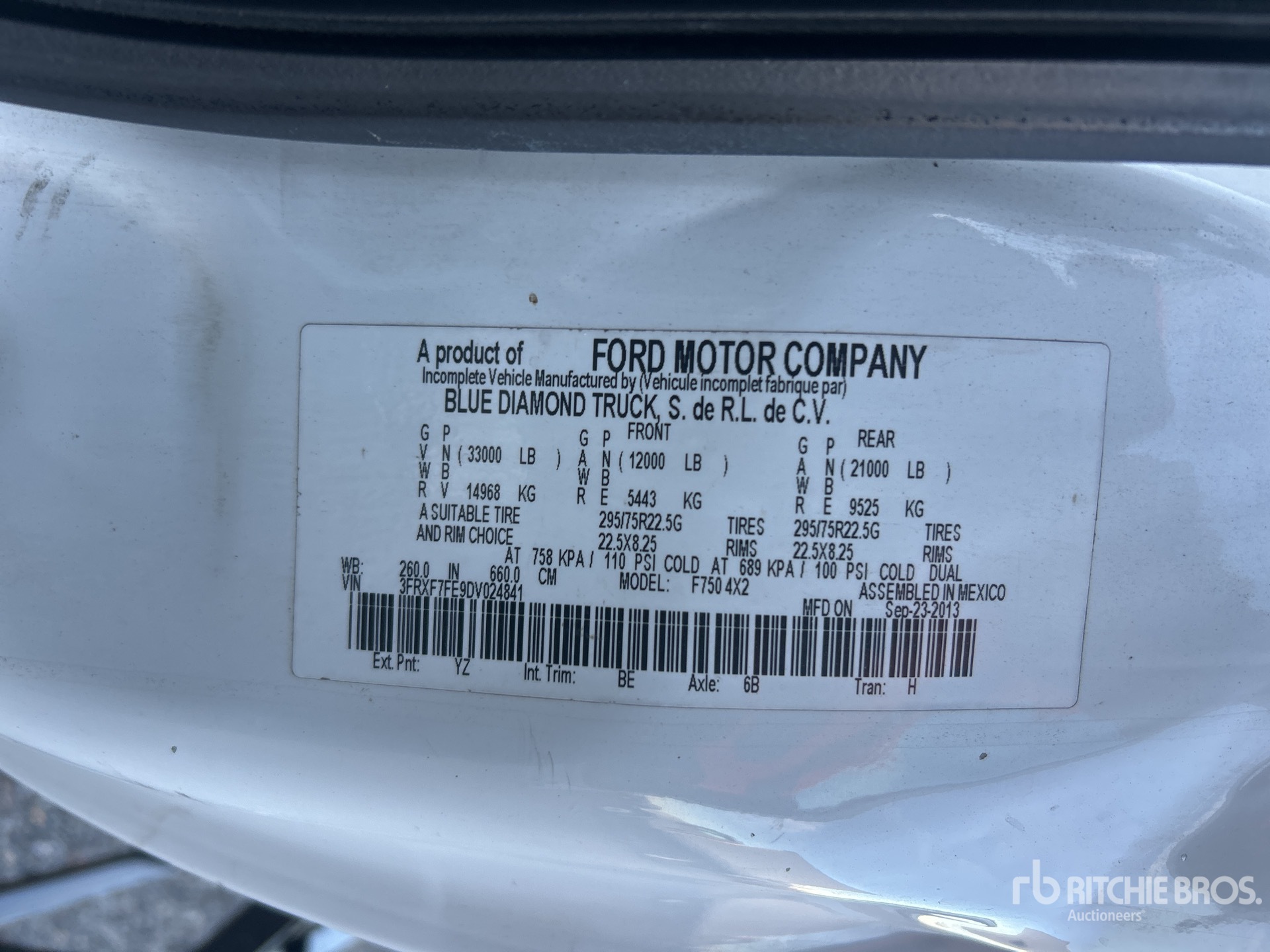 General Appearance with Serial Number / VIN