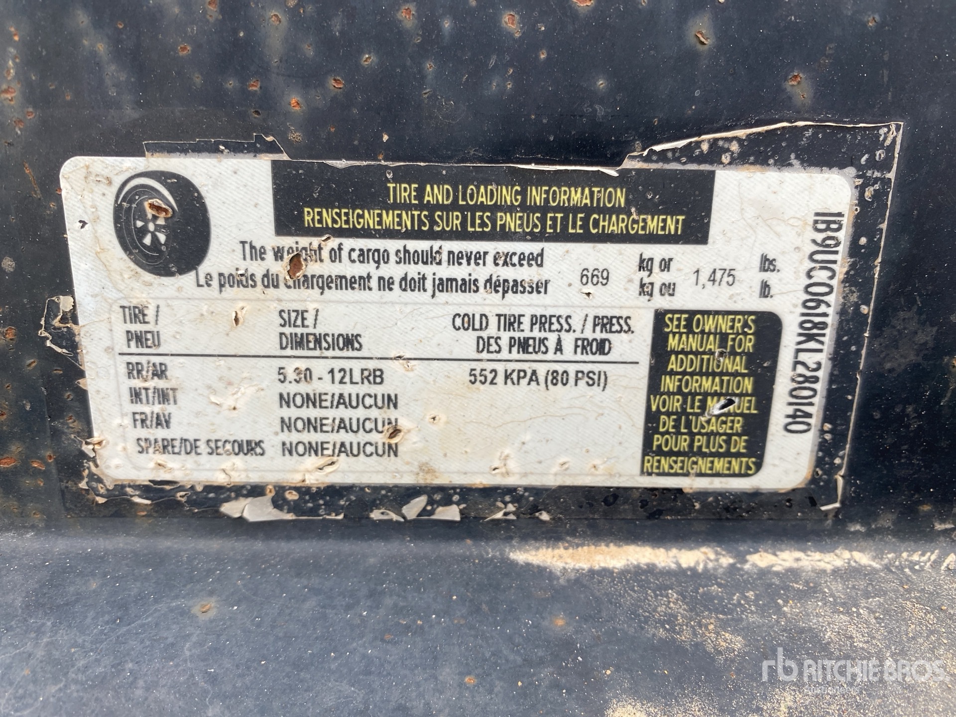 General Appearance with N.º de serie/VIN