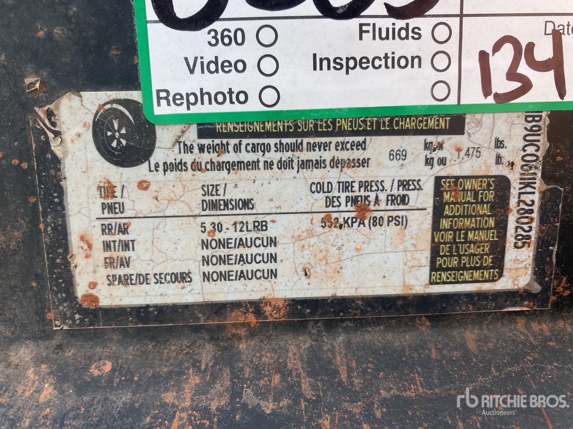 General Appearance with N.º de serie/VIN