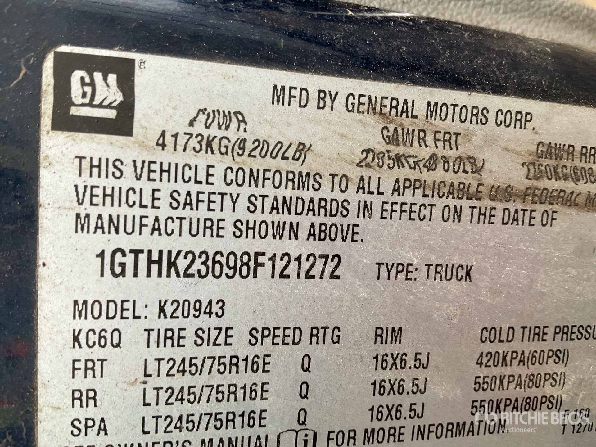 General Appearance with Second Serial Number/VIN Photo