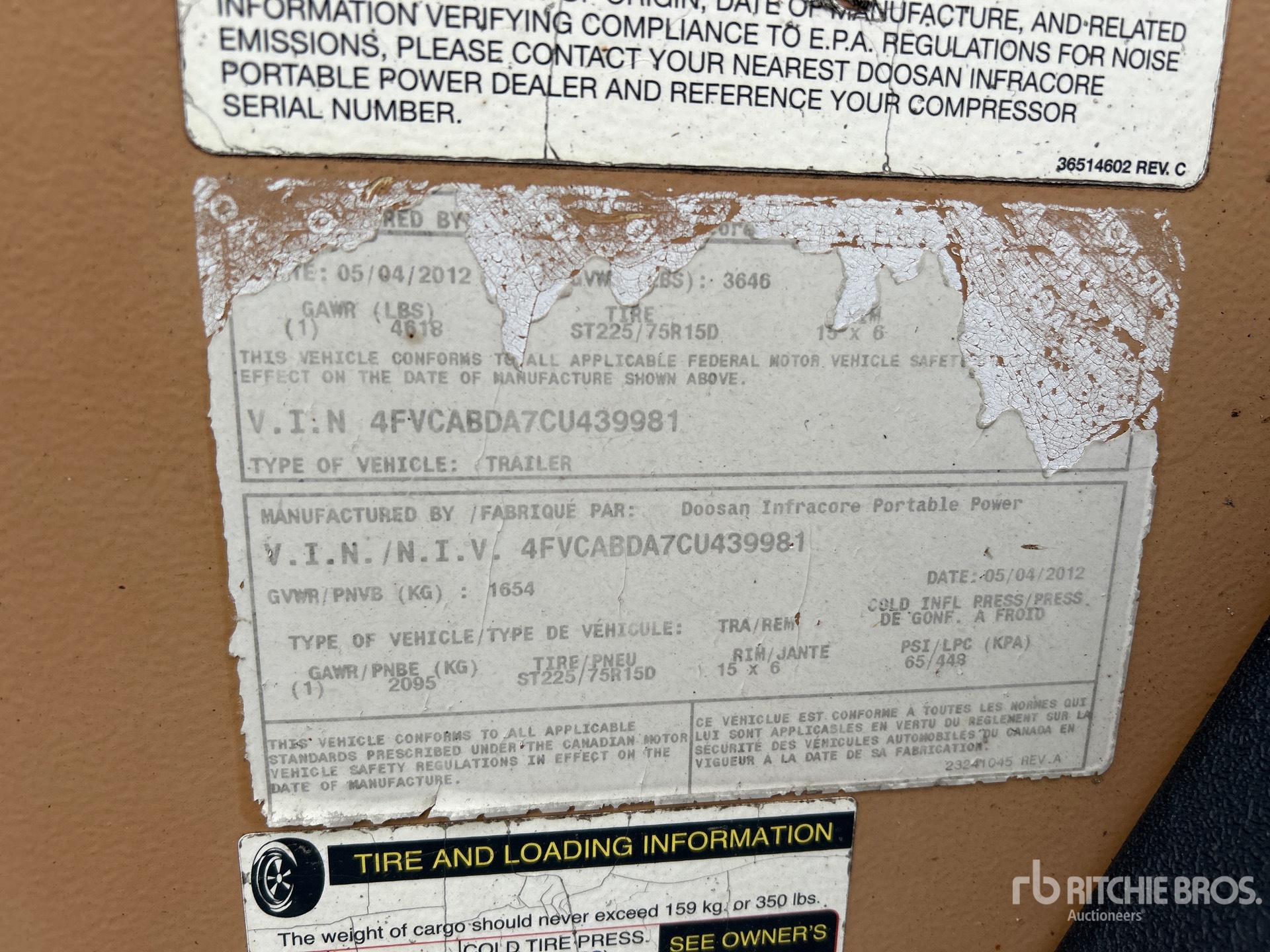 General Appearance with Serial Number / VIN