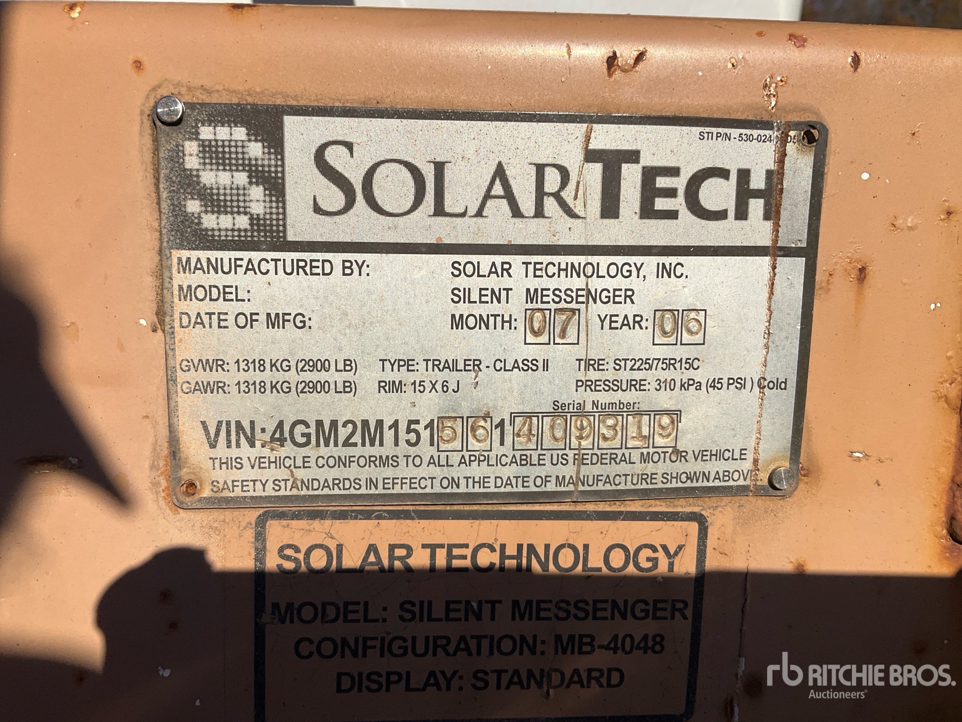 General Appearance with Serial Number / VIN