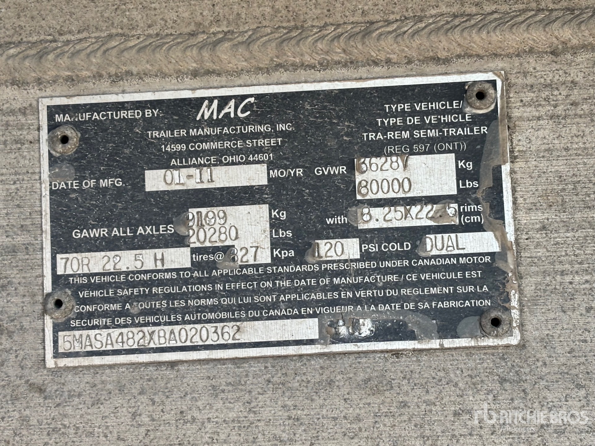 General Appearance with Serial Number / VIN